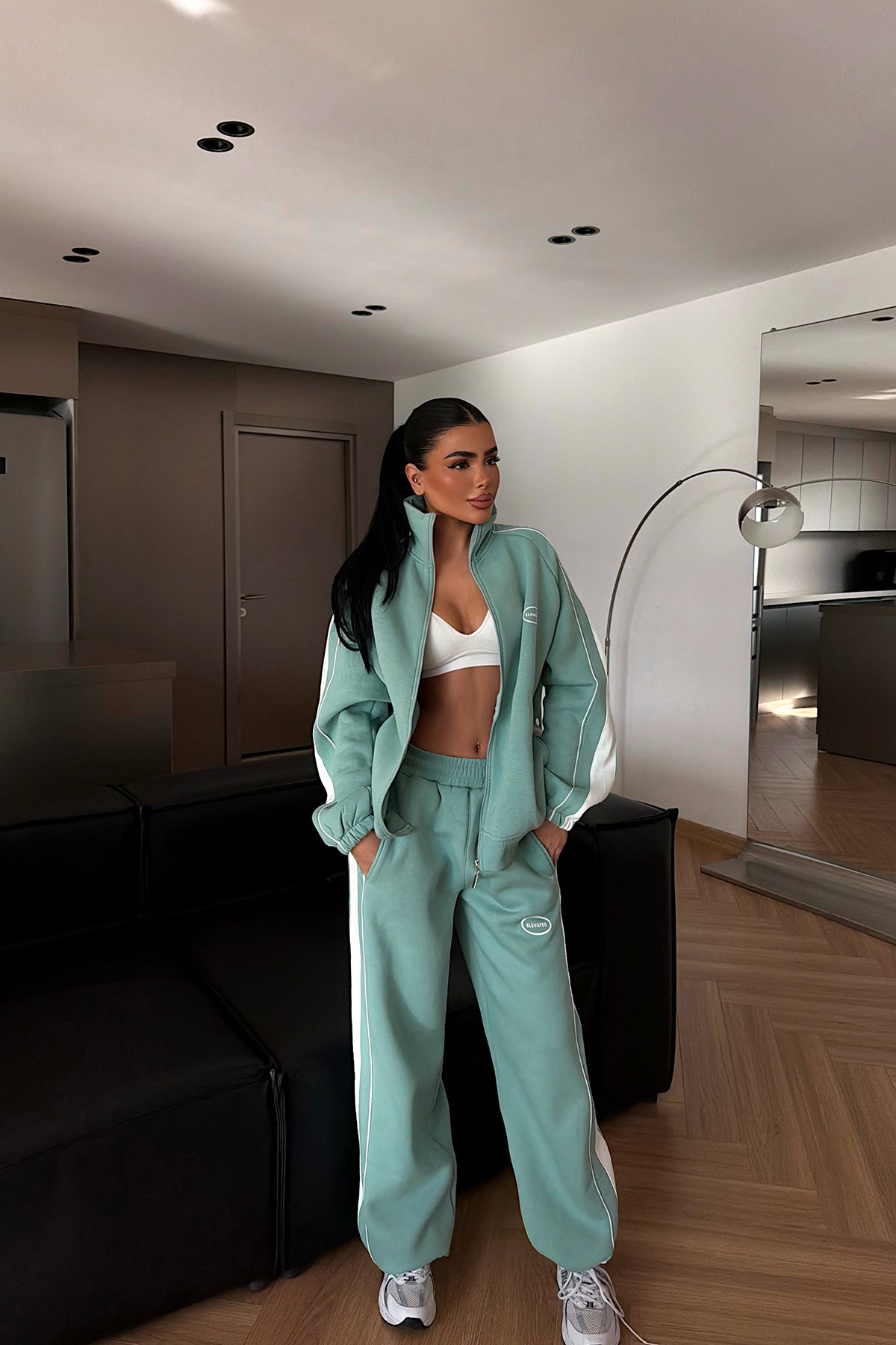 Aqua Green Elevated Print Tracksuit