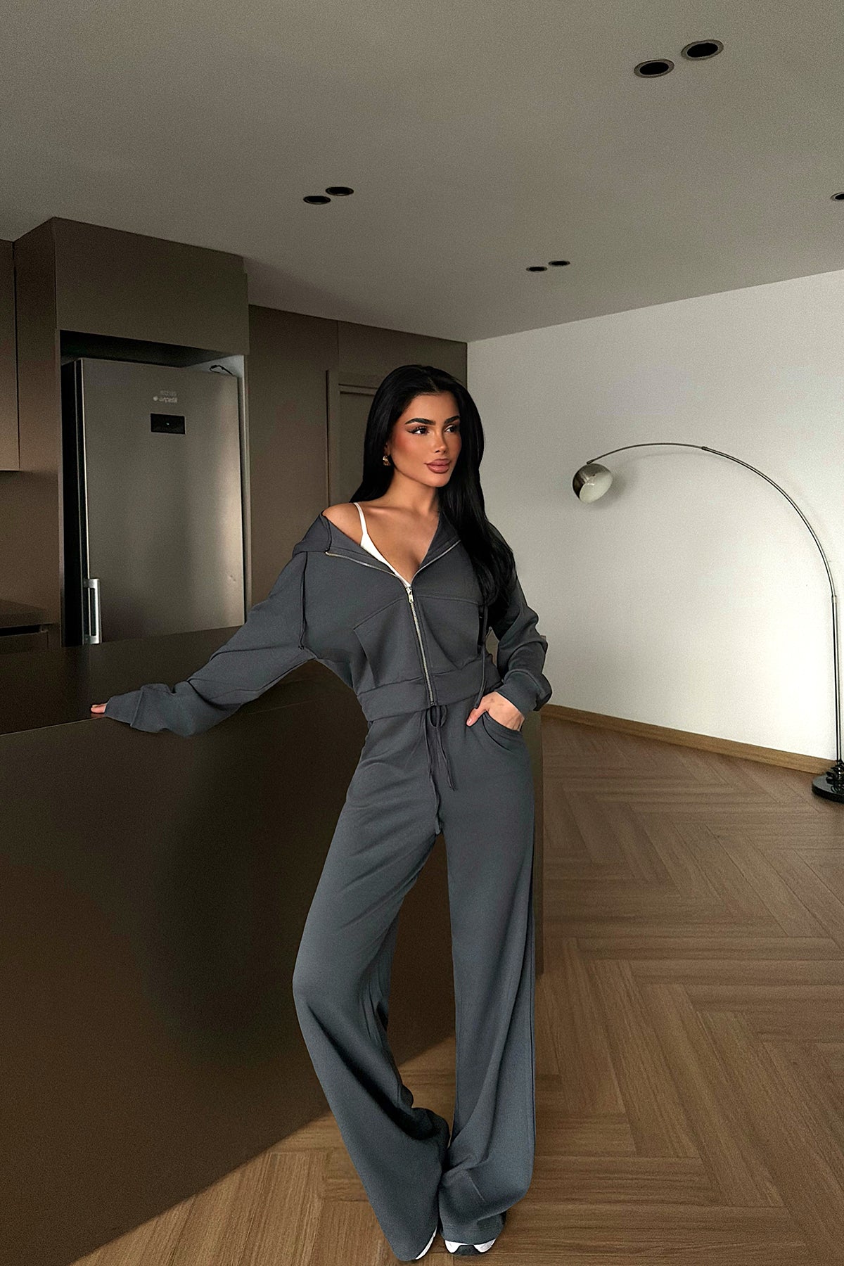 Anthracite Zip-Up Tracksuit Set