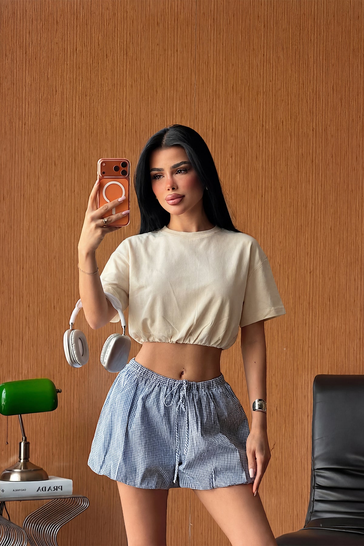 Bej Basic Crop Top ATE5683 4
