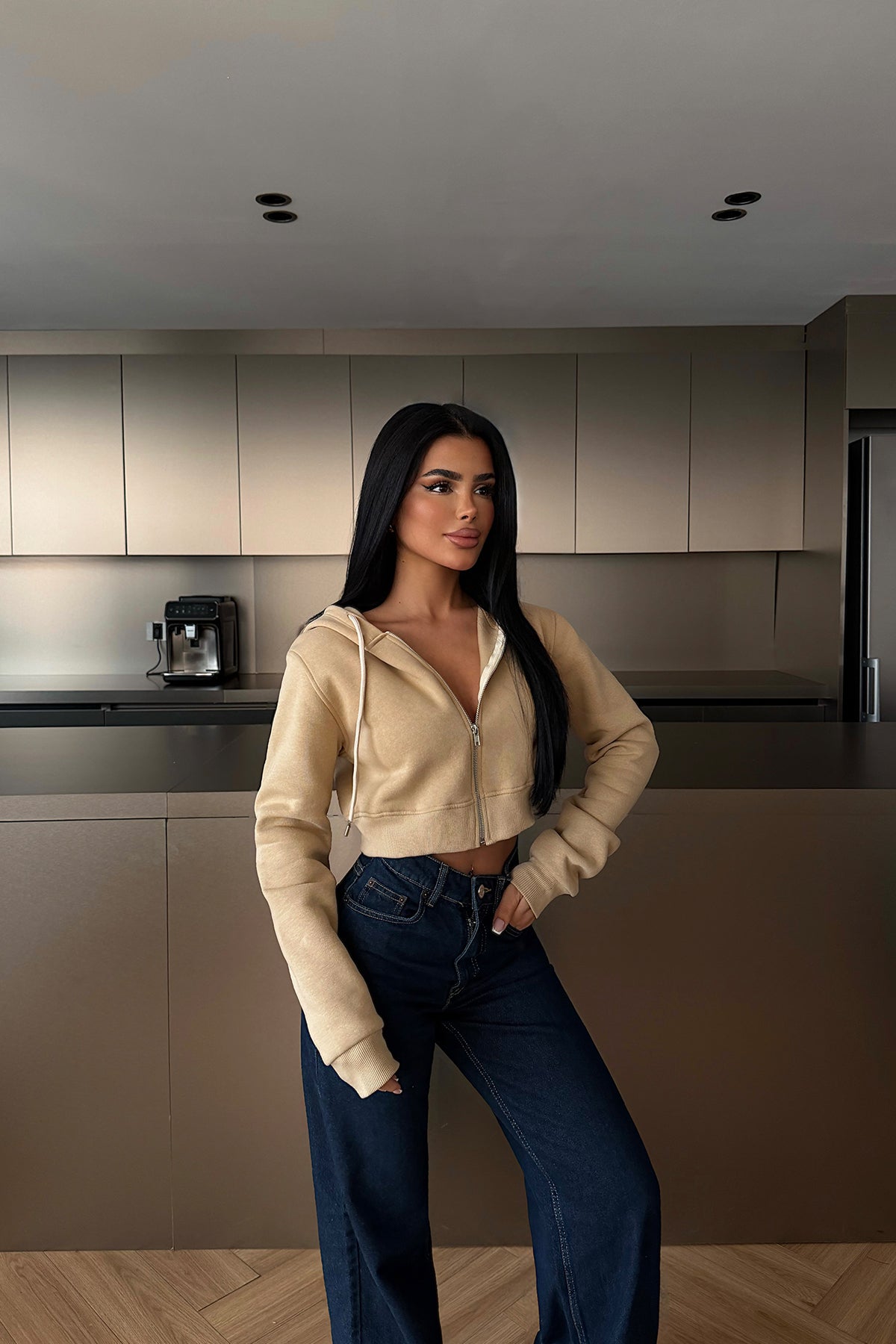 Bej Caiden Crop Hırka 8