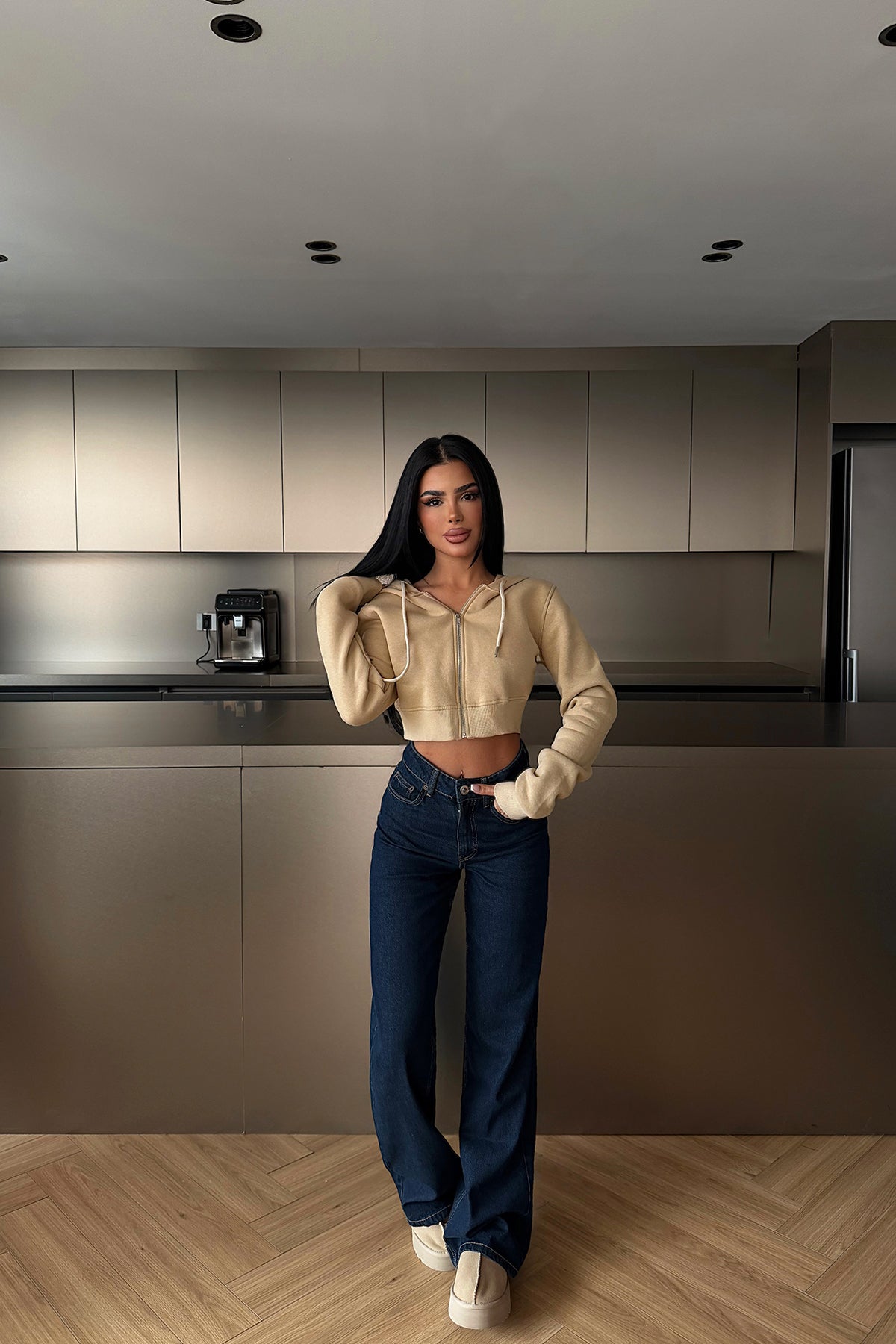 Bej Caiden Crop Hırka 12