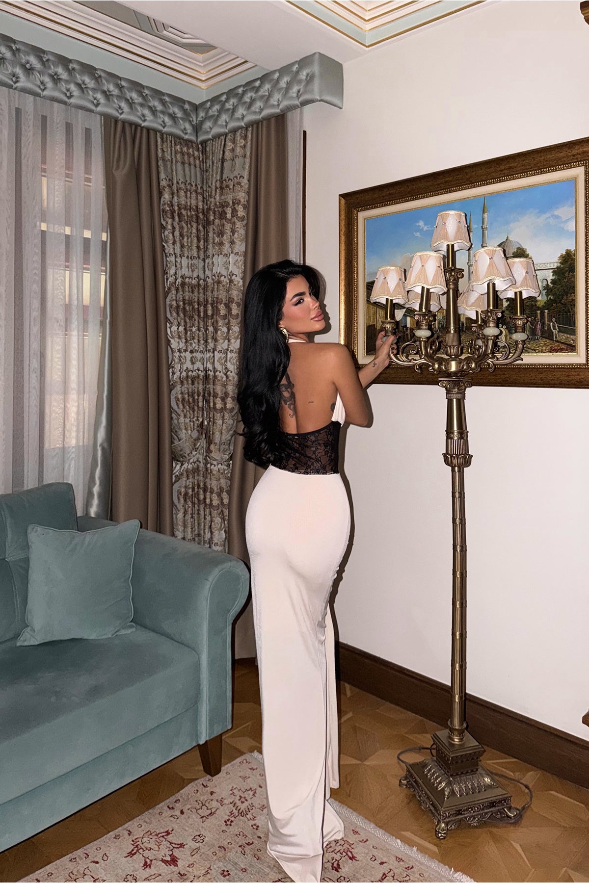 Renk: BEJ | Bej Nutty Dantel Detaylı Elbise 5