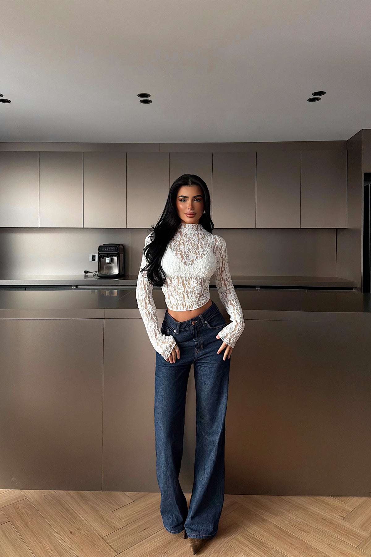 Beyaz Raquel Dantel Transparan Bluz 12