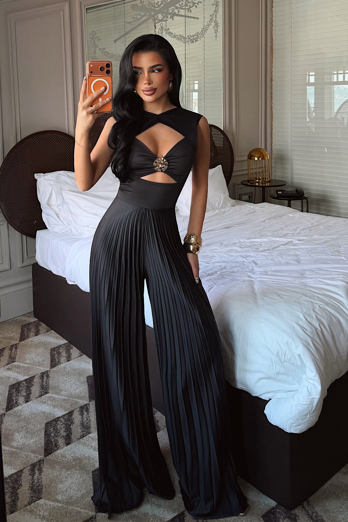 Black Window Detail Jumpsuit