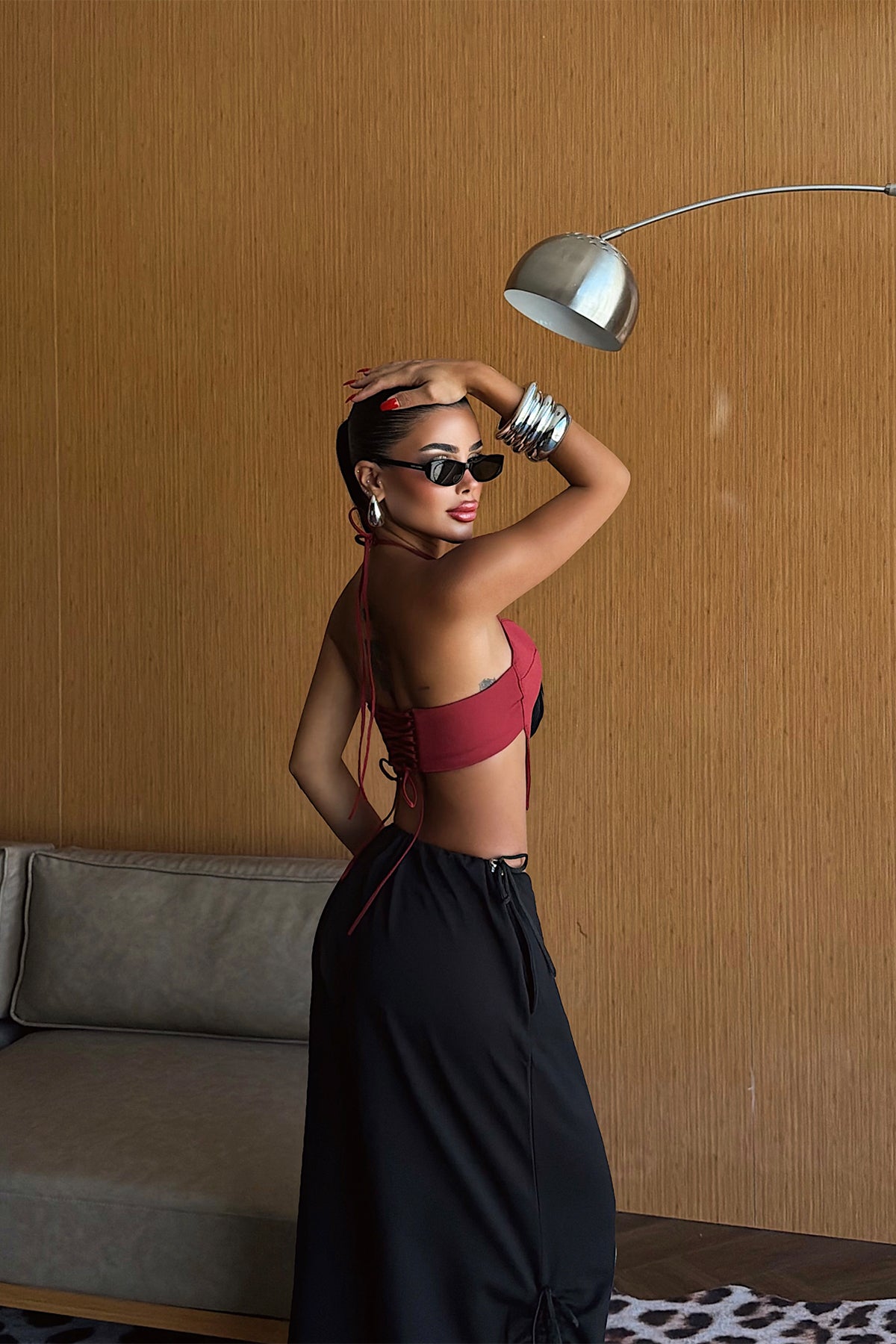 Bordo Sırt Detay Crop Top 16