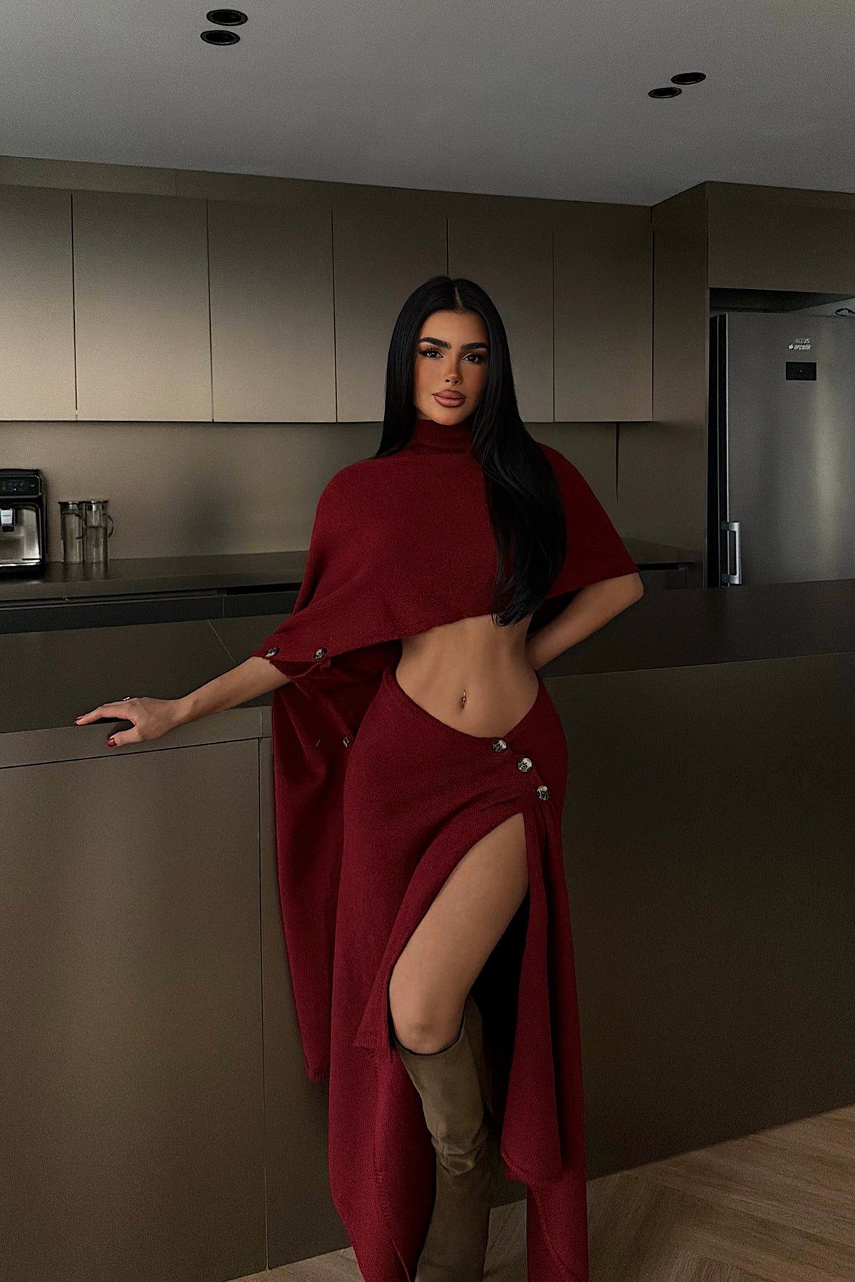Bordo Suzette Triko Takım 8
