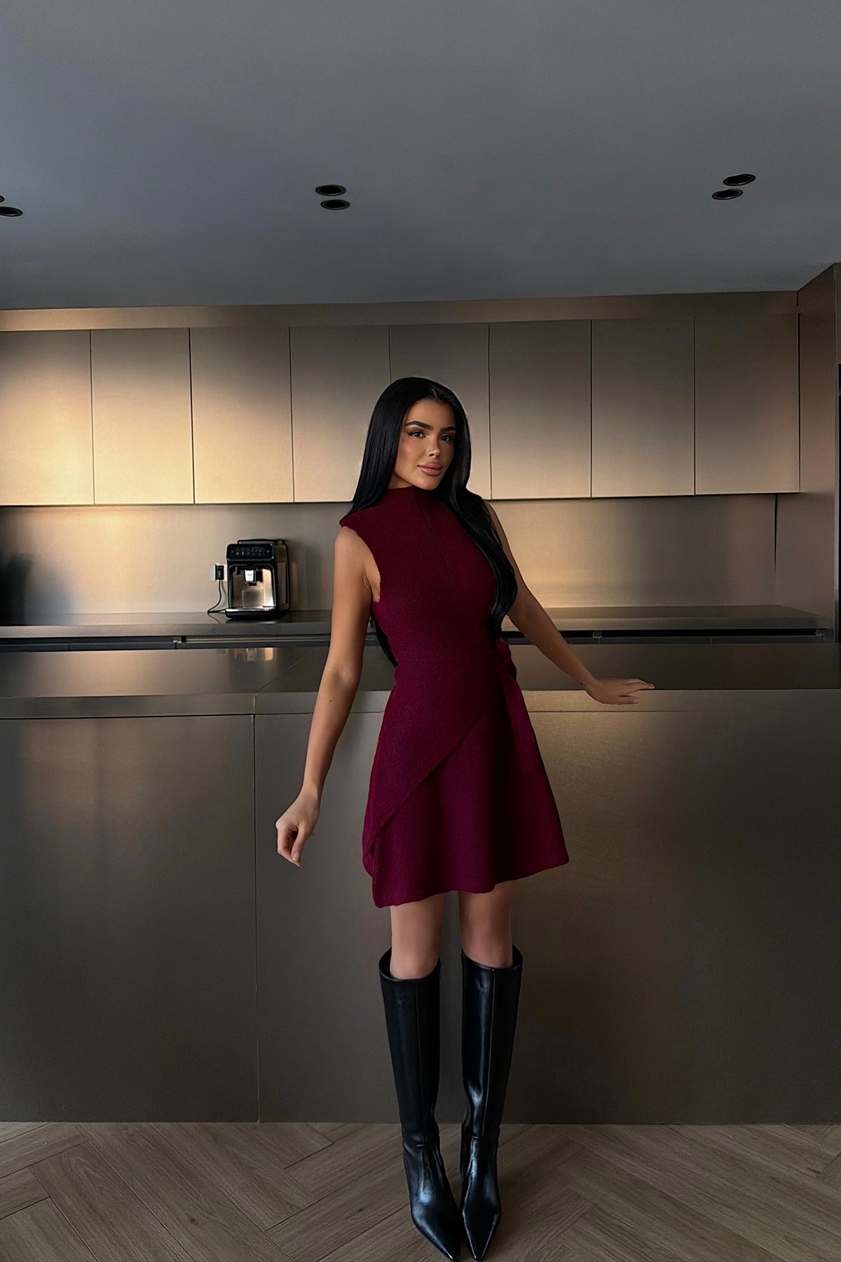 Bordo Marayla Triko Elbise 8