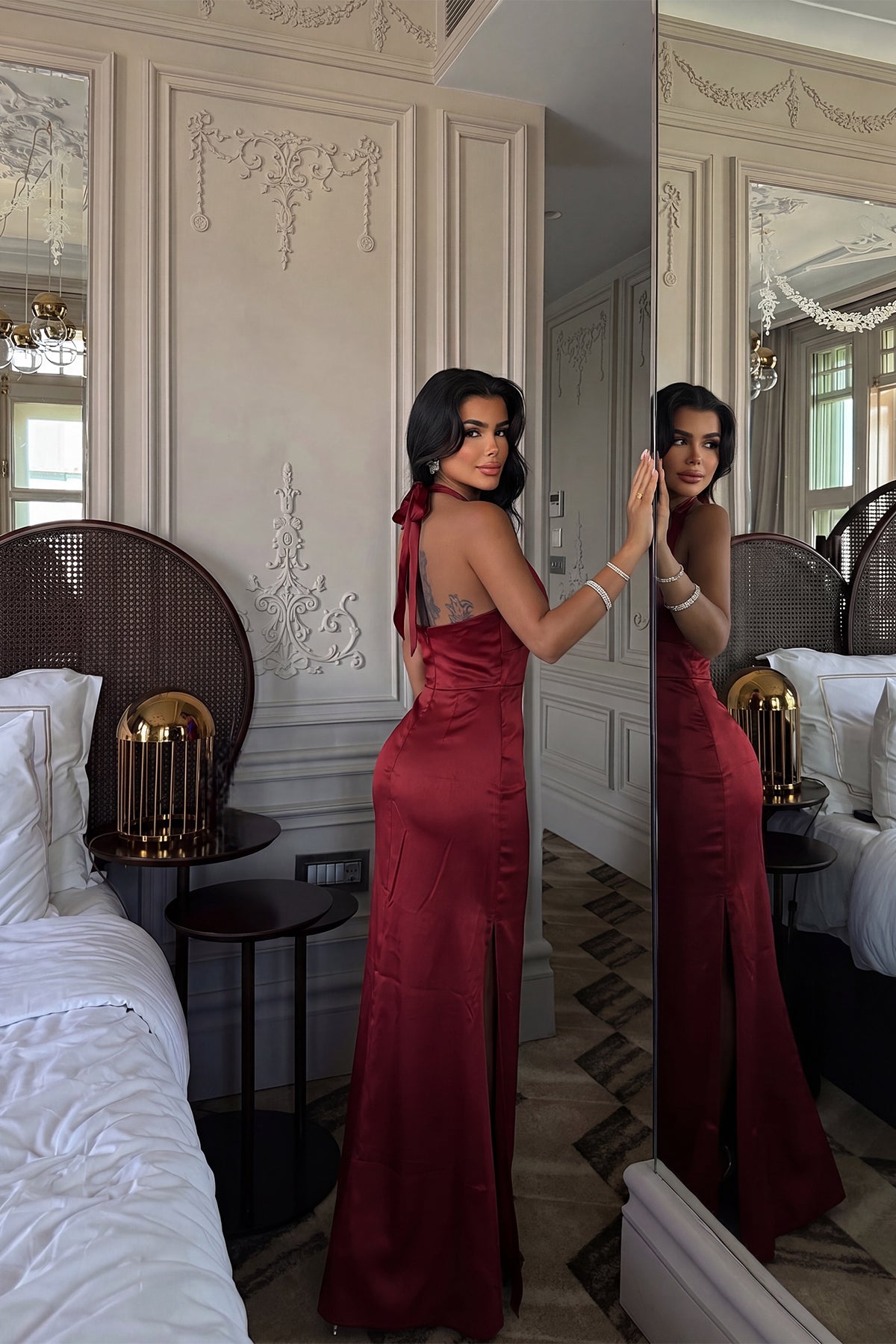 Bordo Sartoria Uzun Elbise 12