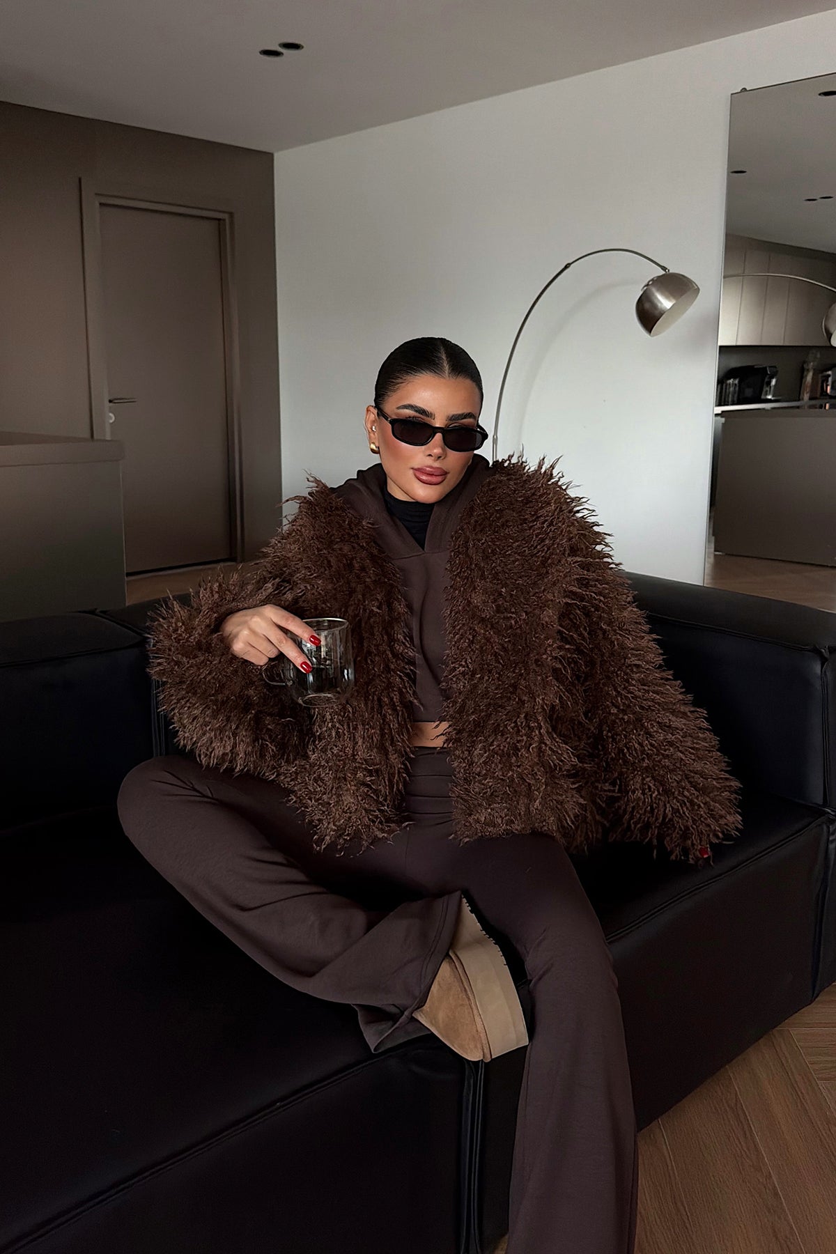 Brown Plush Fur Jacket