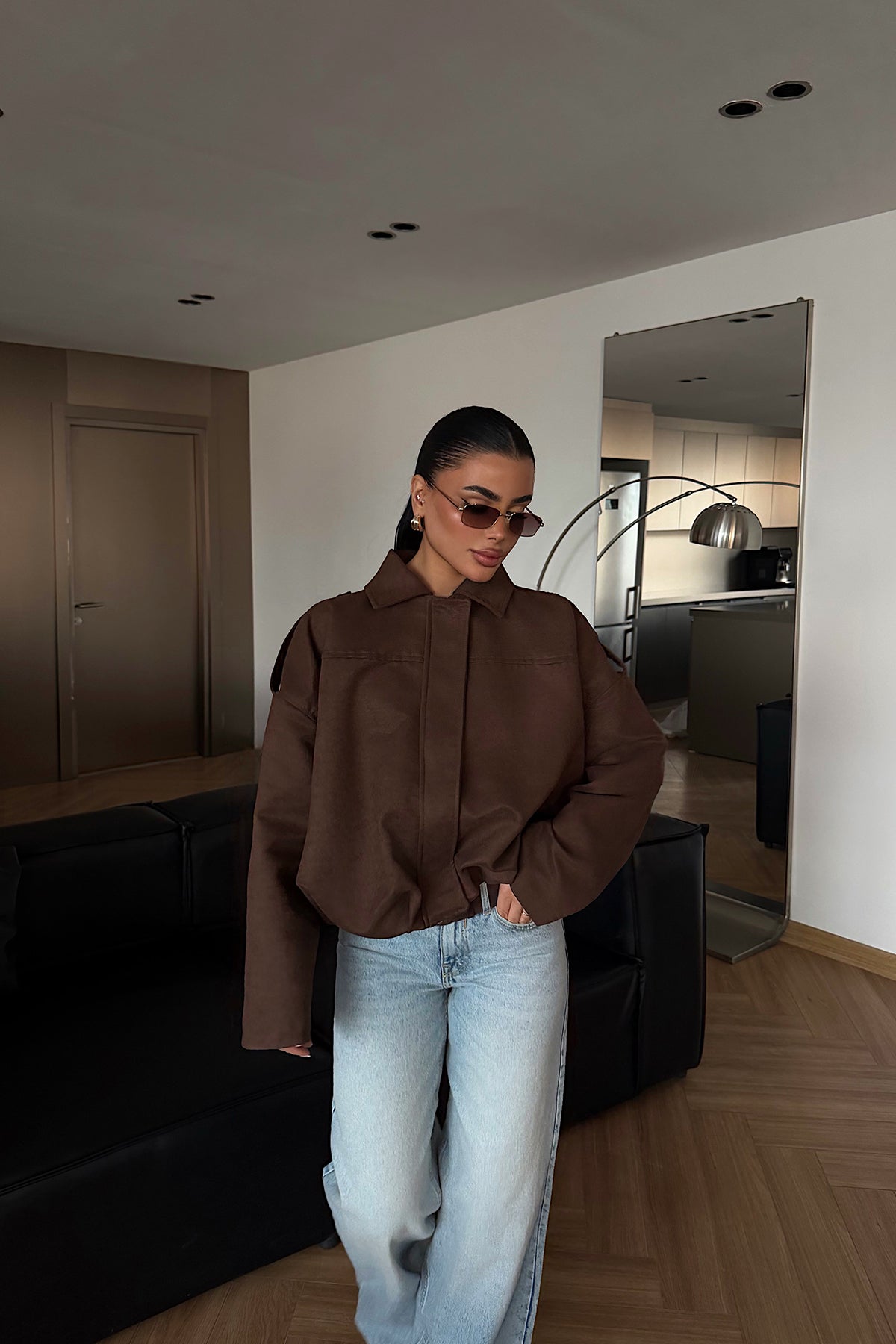 Brown Shirt Collar Jacket