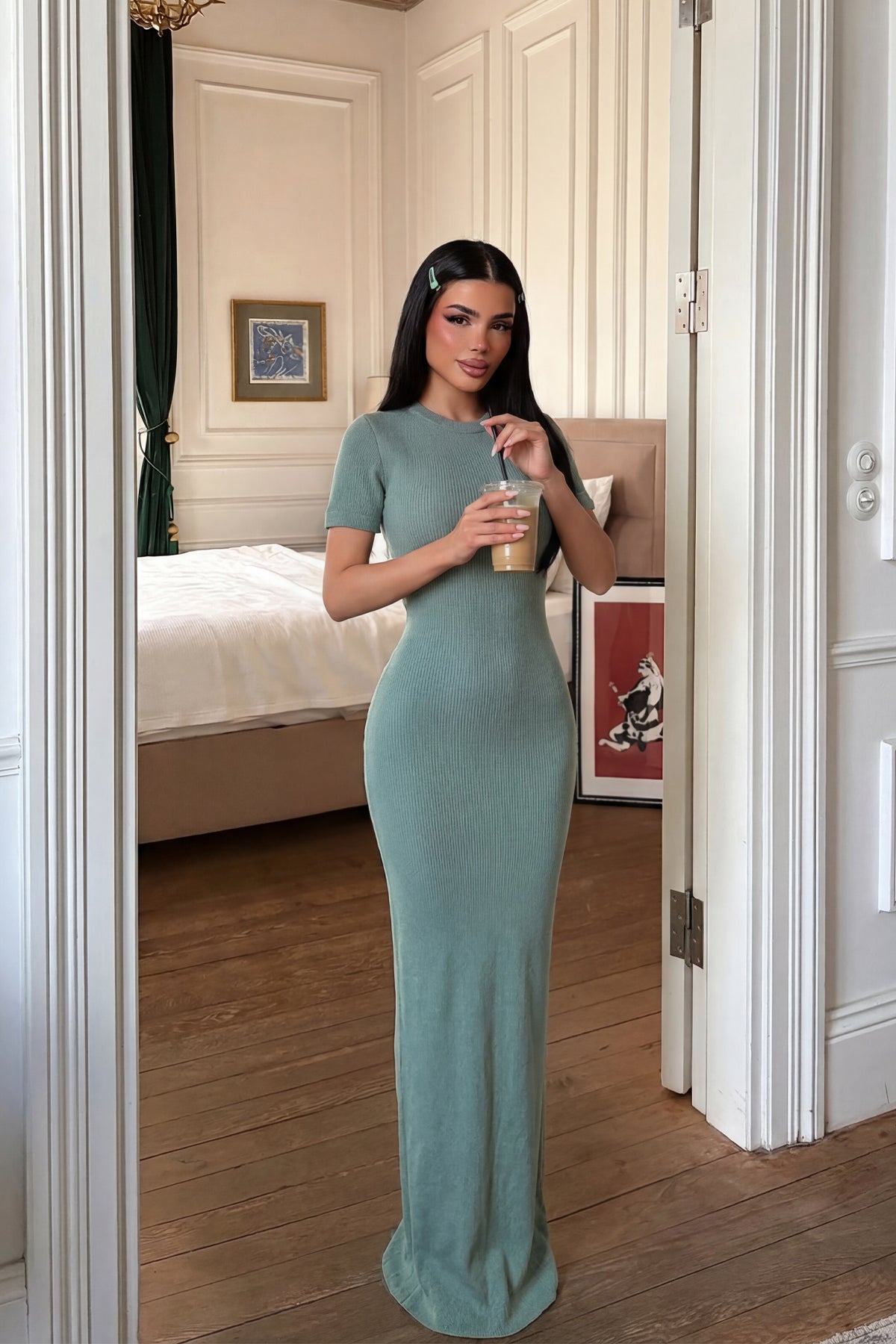 Çağla Yeşili Grino Elbise 4