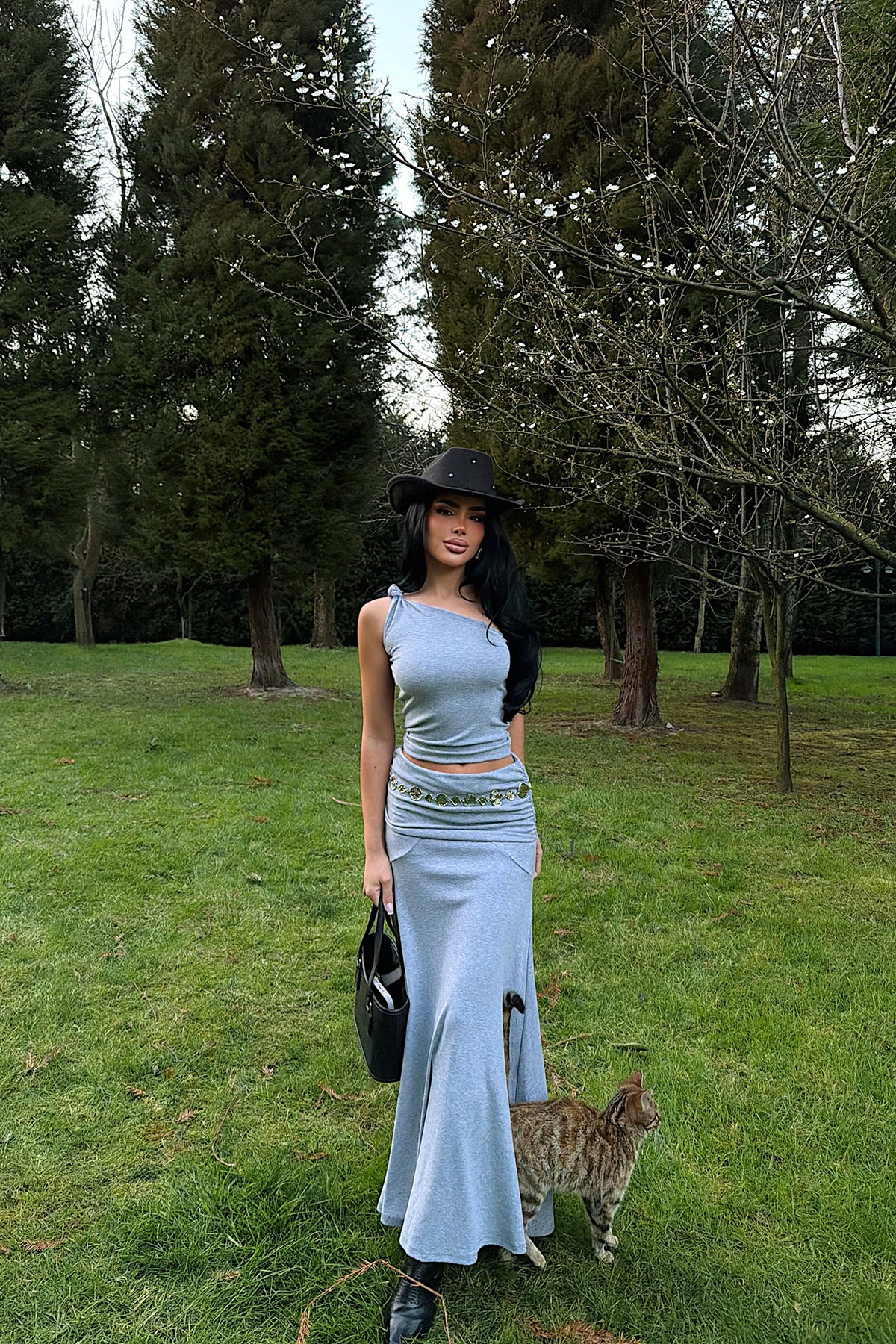 Grey Skirt Set