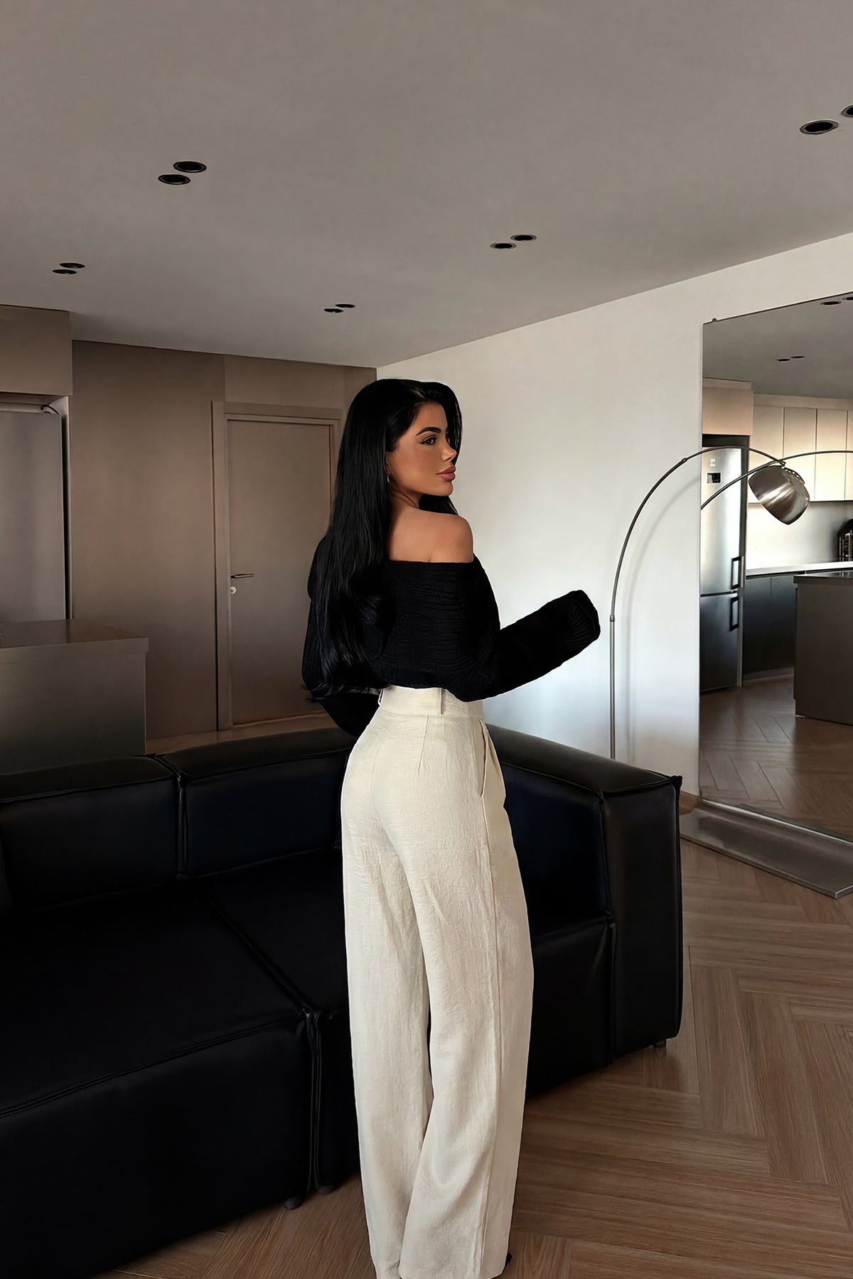 Gri Yüksek Bel Palazzo Pantolon ATE3134 8