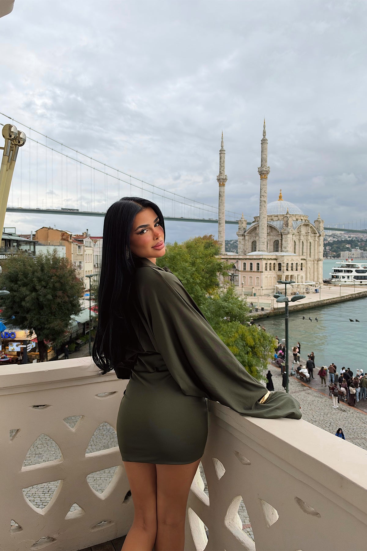 Haki Önden Bağlamalı Elbise 4