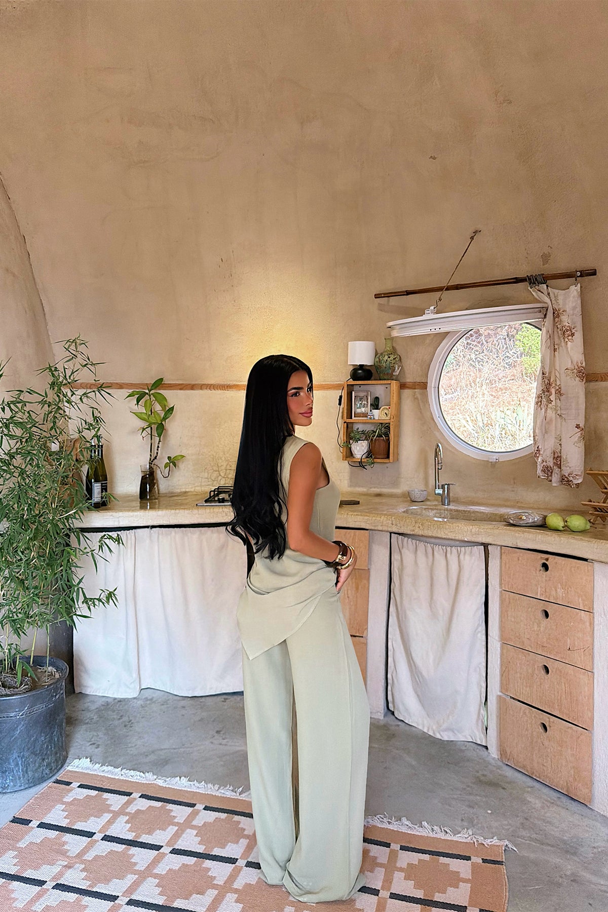 Haki Asimetrik Bluz Pantolon Takım 16