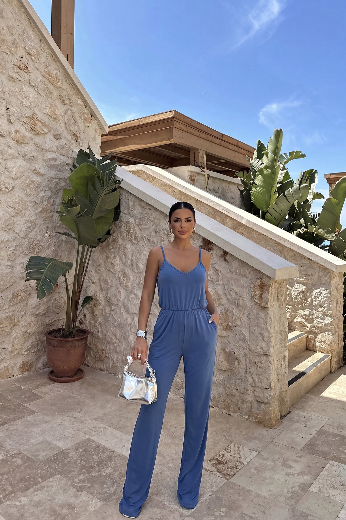 İndigo Askılı Tulum 4