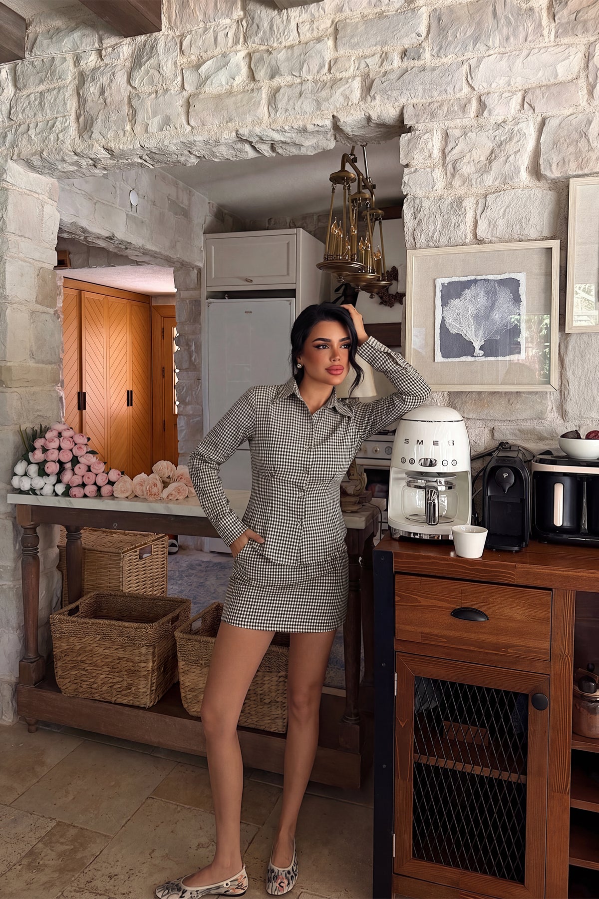 Kahverengi Çizgili Etekli Takım 4