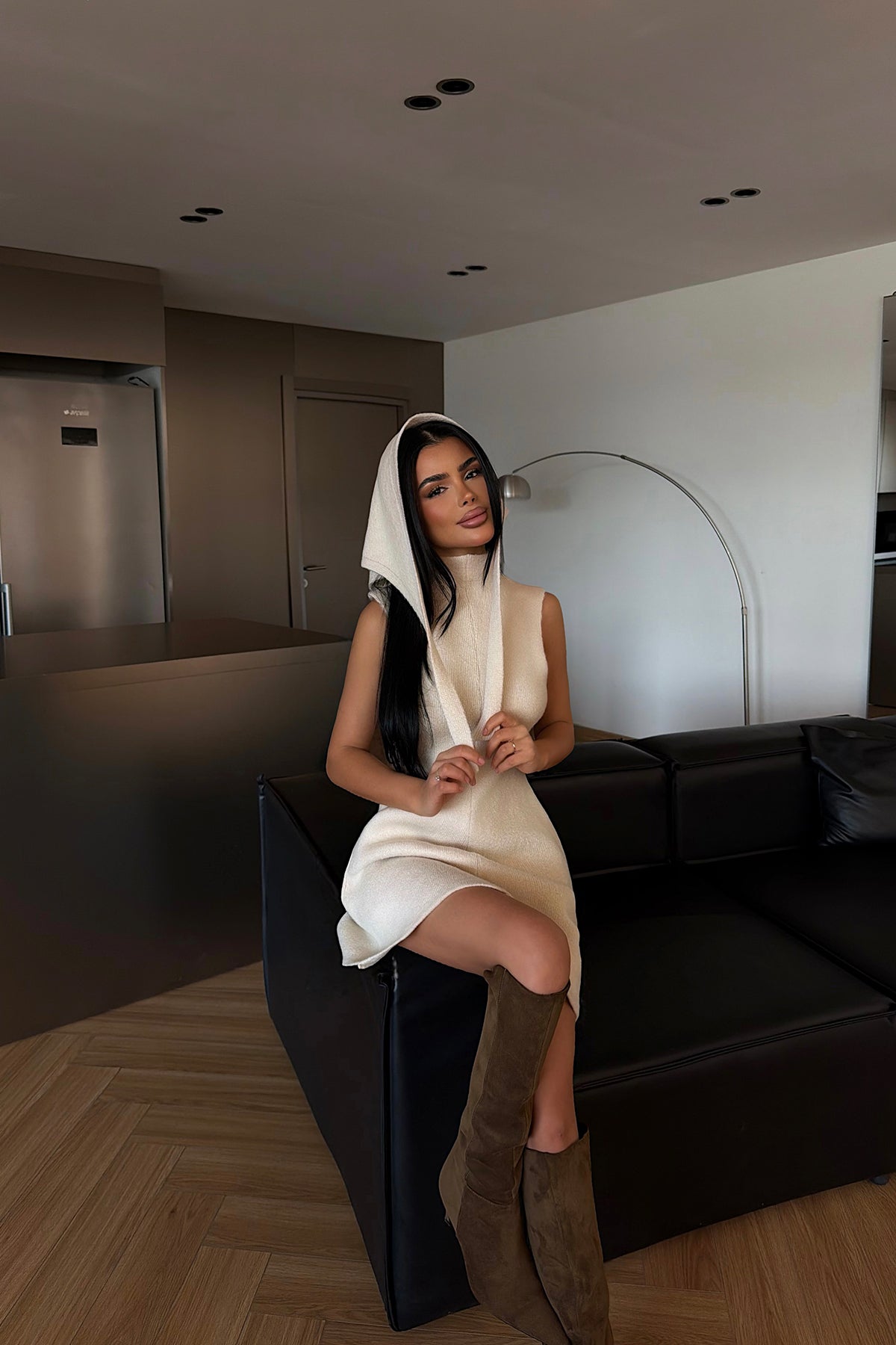 Krem Marayla Triko Elbise 12