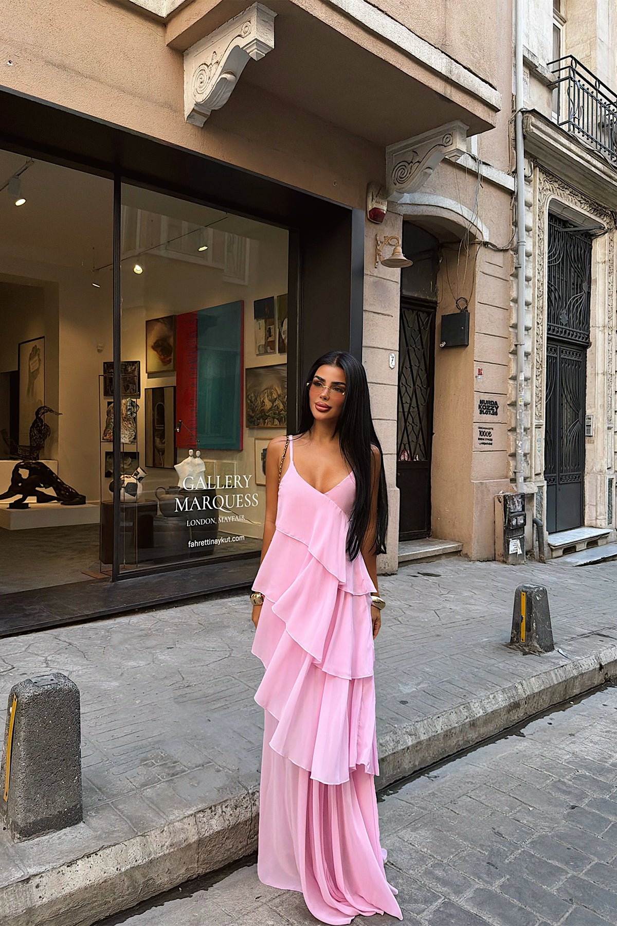 Pembe Askılı Tül Elbise 4