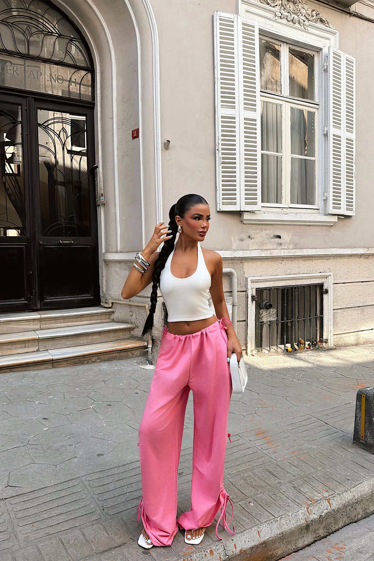Pembe Bağlamalı Pantolon 16