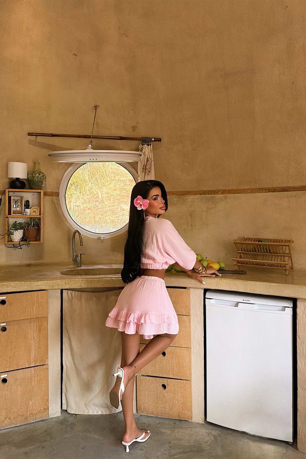Pembe Fırfır Detay Etekli Takım 16