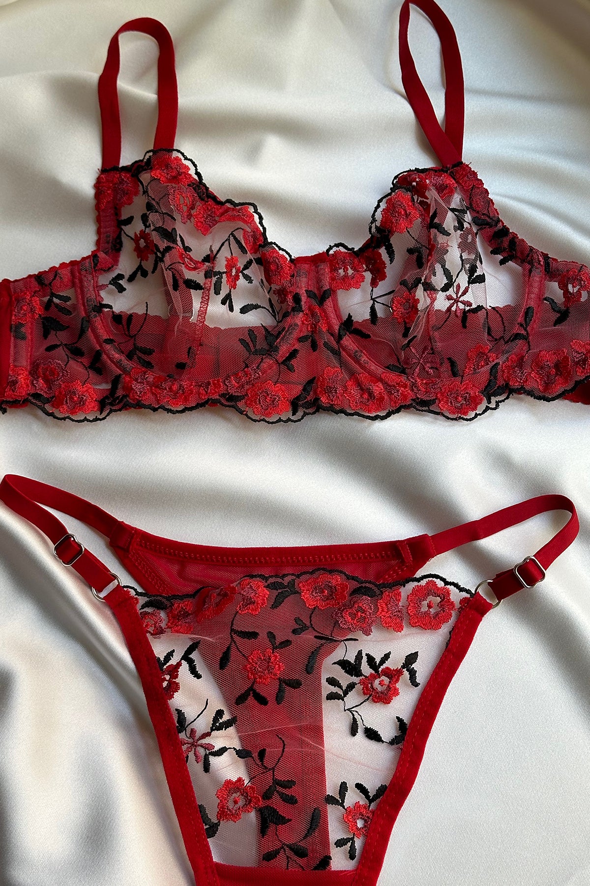 Red Flower Detail Underwear