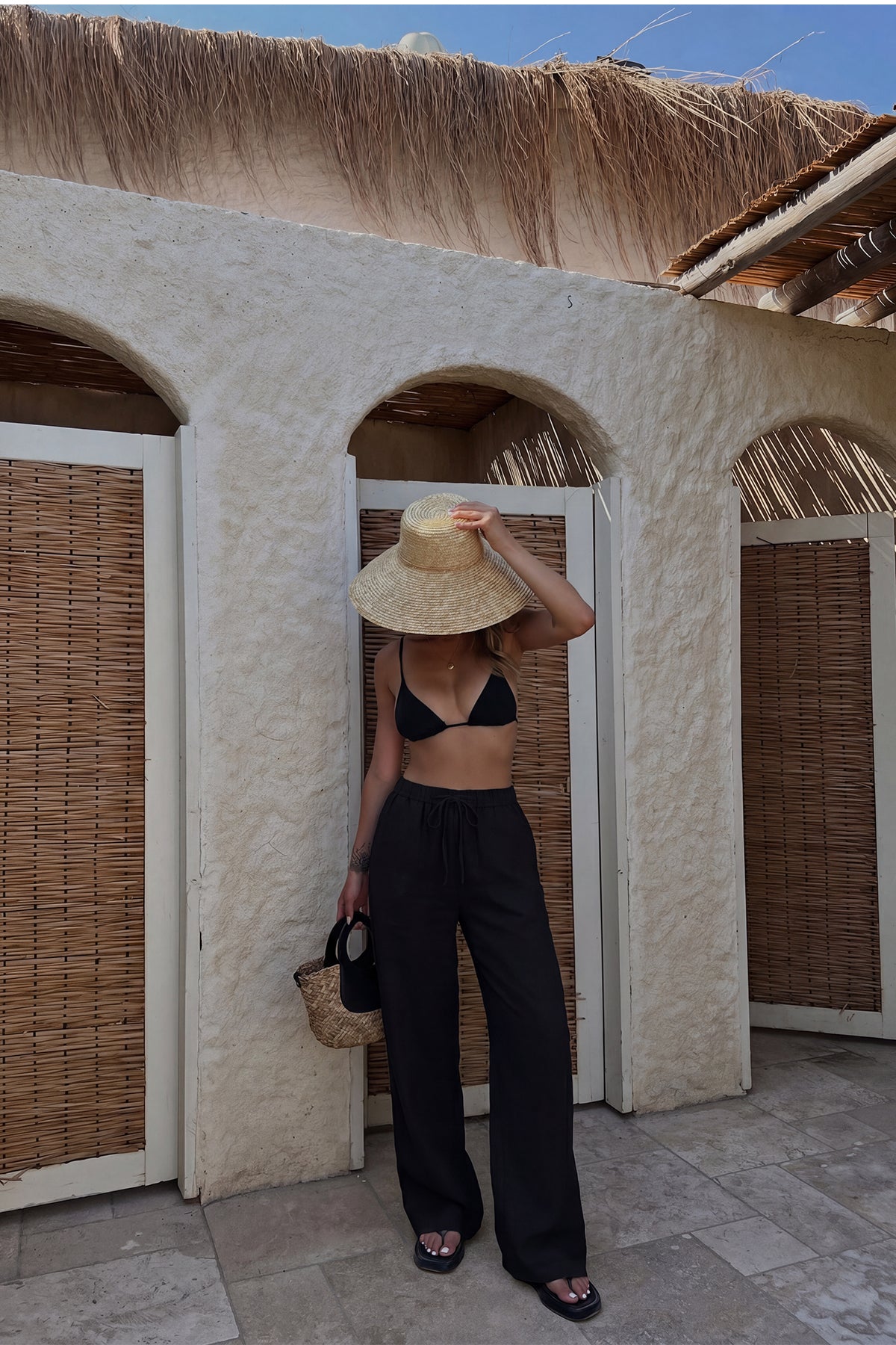 Siyah Lino Pantolon 8