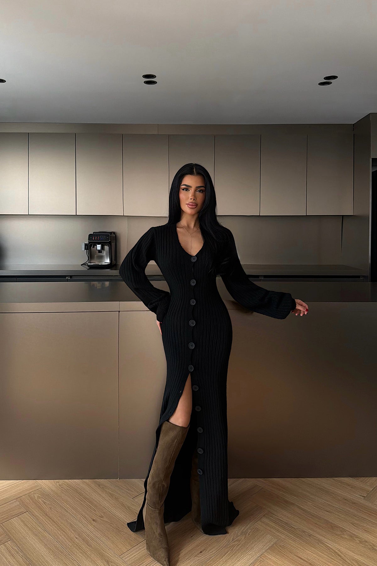Siyah Ophelie Triko Elbise 4