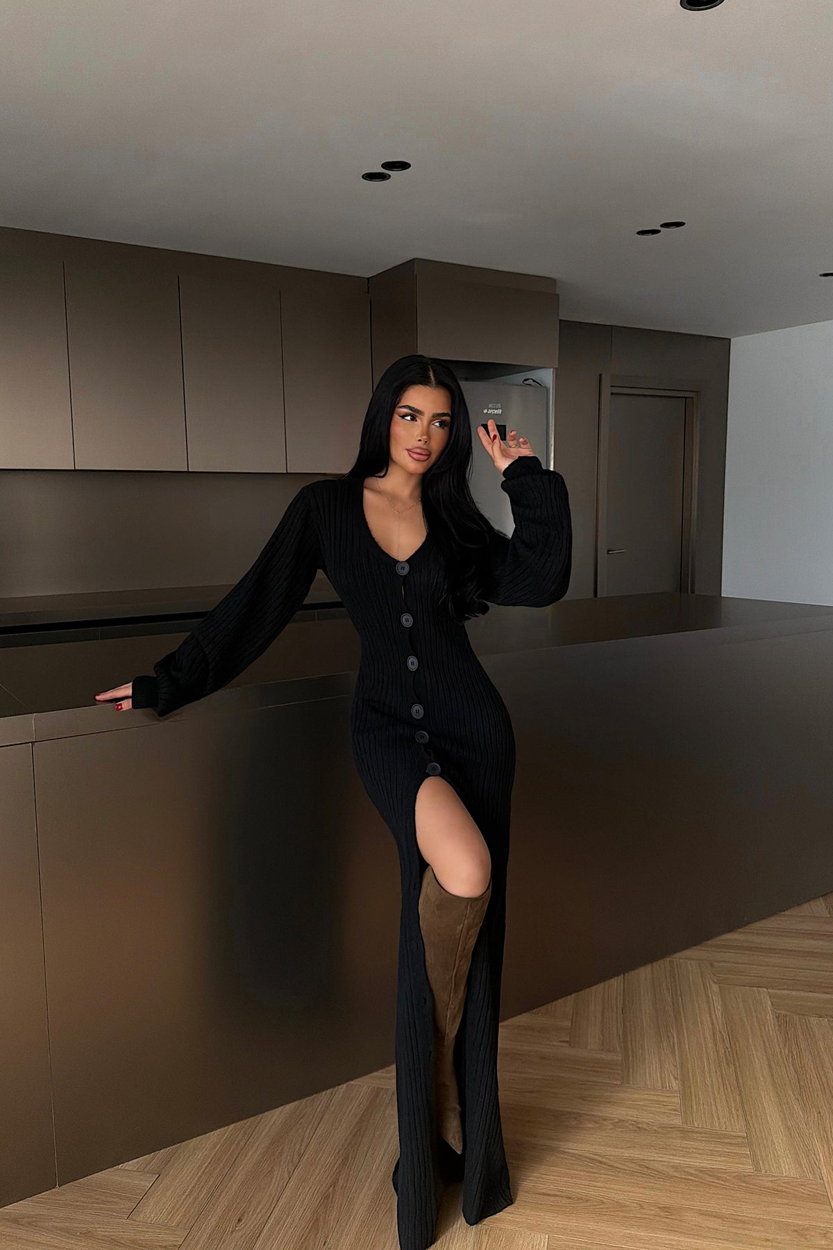 Siyah Ophelie Triko Elbise 8