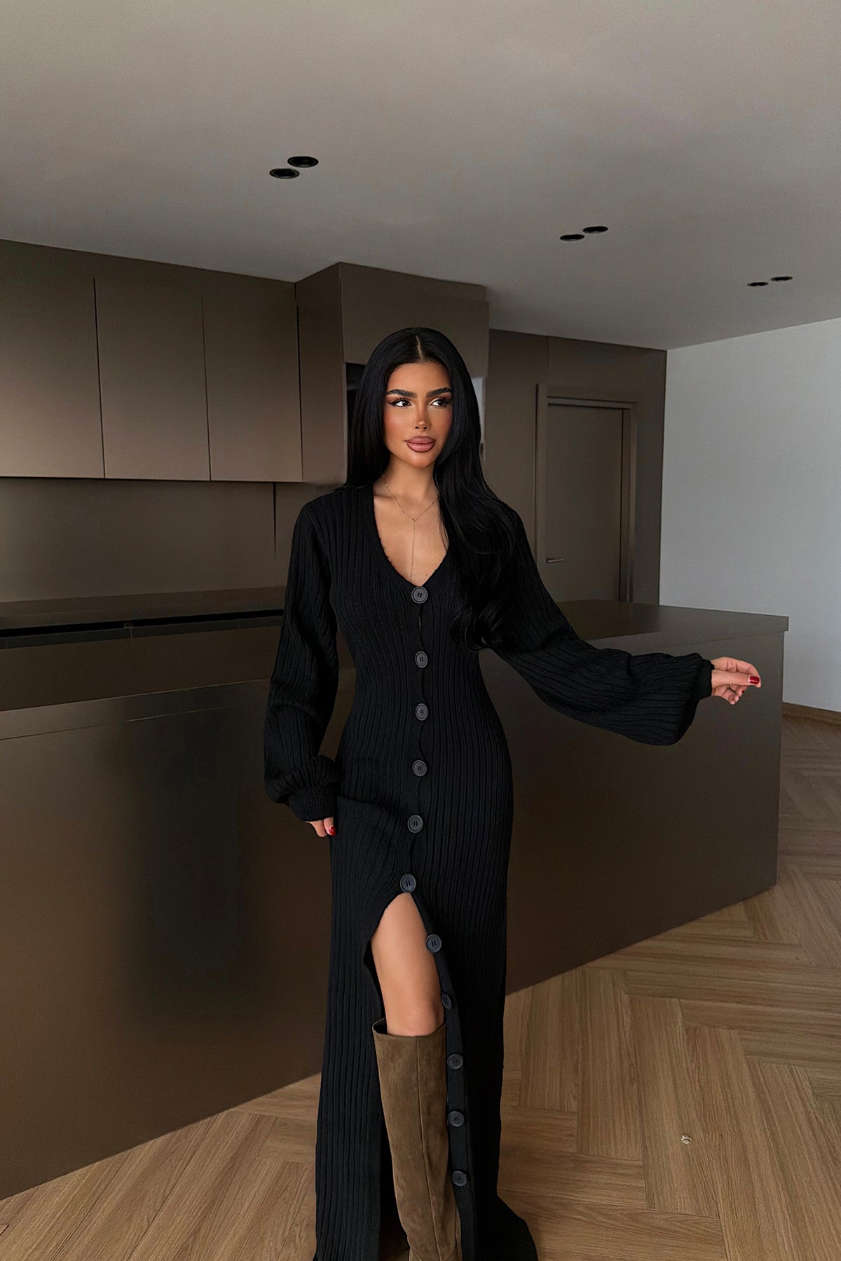 Siyah Ophelie Triko Elbise 12