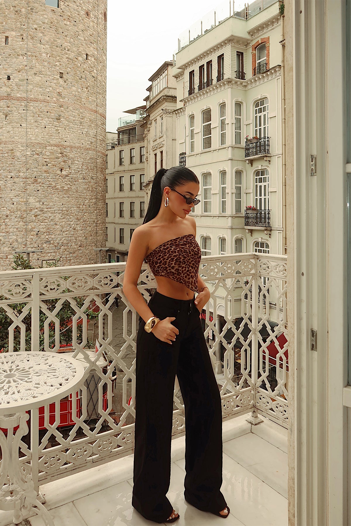 Siyah Düğme Detay Pantolon ATE5081 12