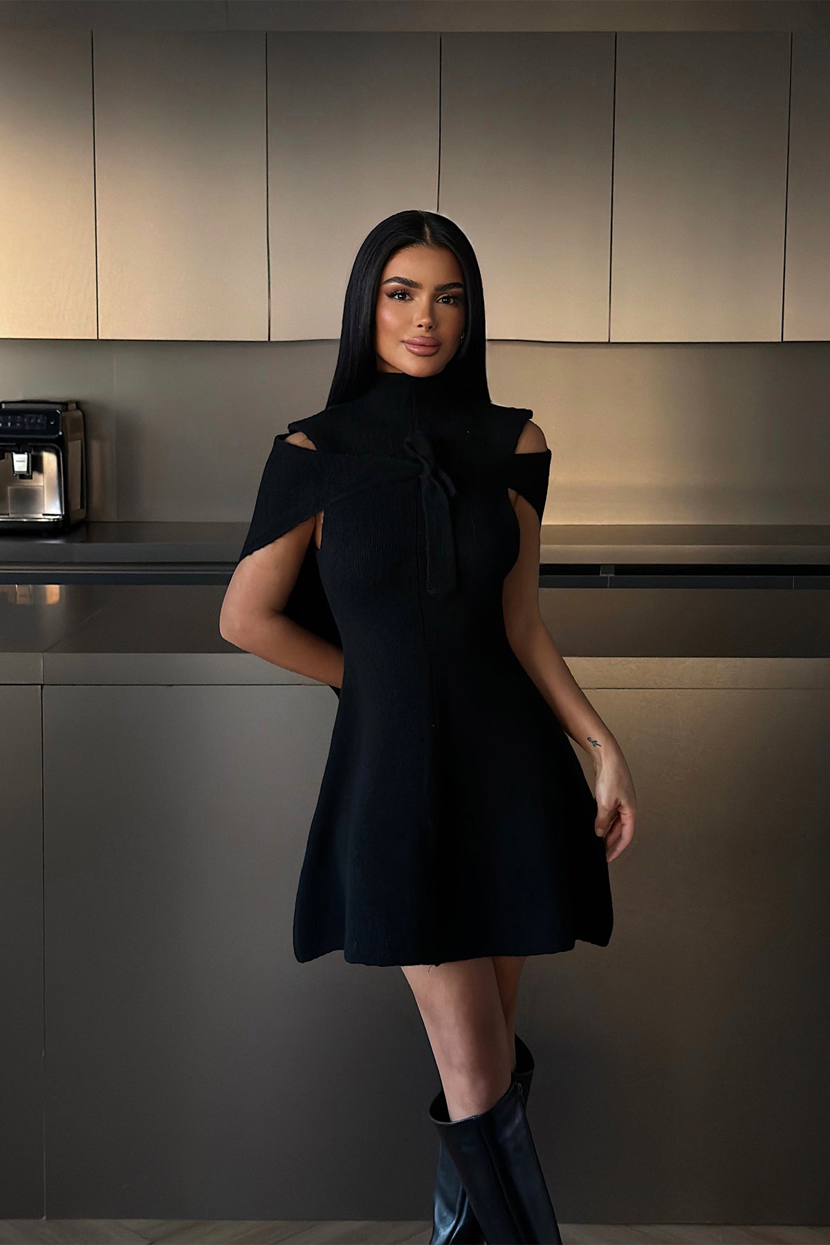 Siyah Marayla Triko Elbise 8