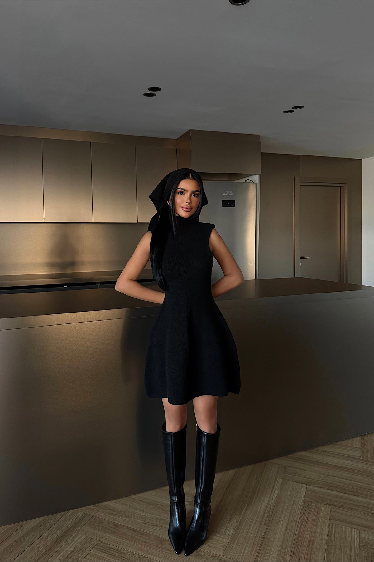 Siyah Marayla Triko Elbise 12