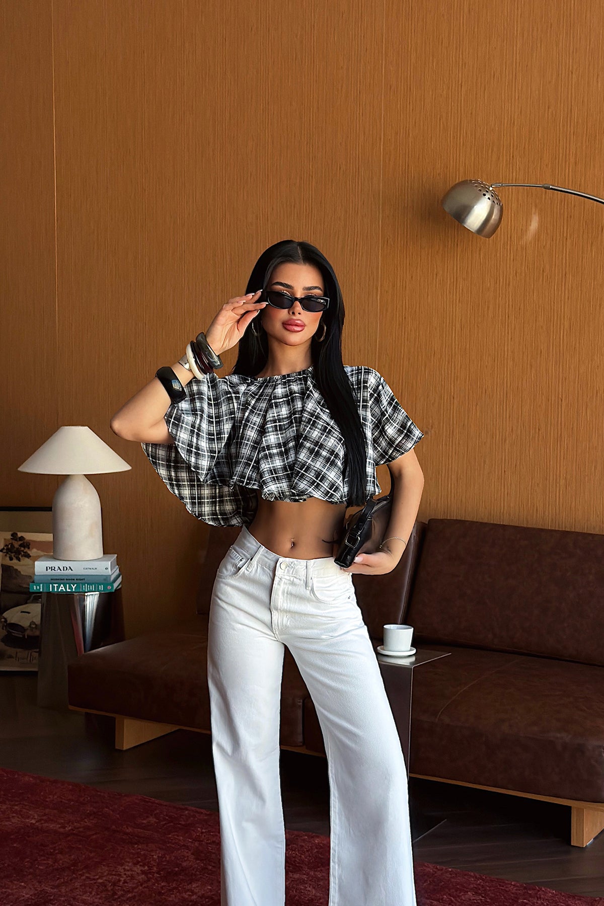 Siyah Bahu Crop Bluz 4
