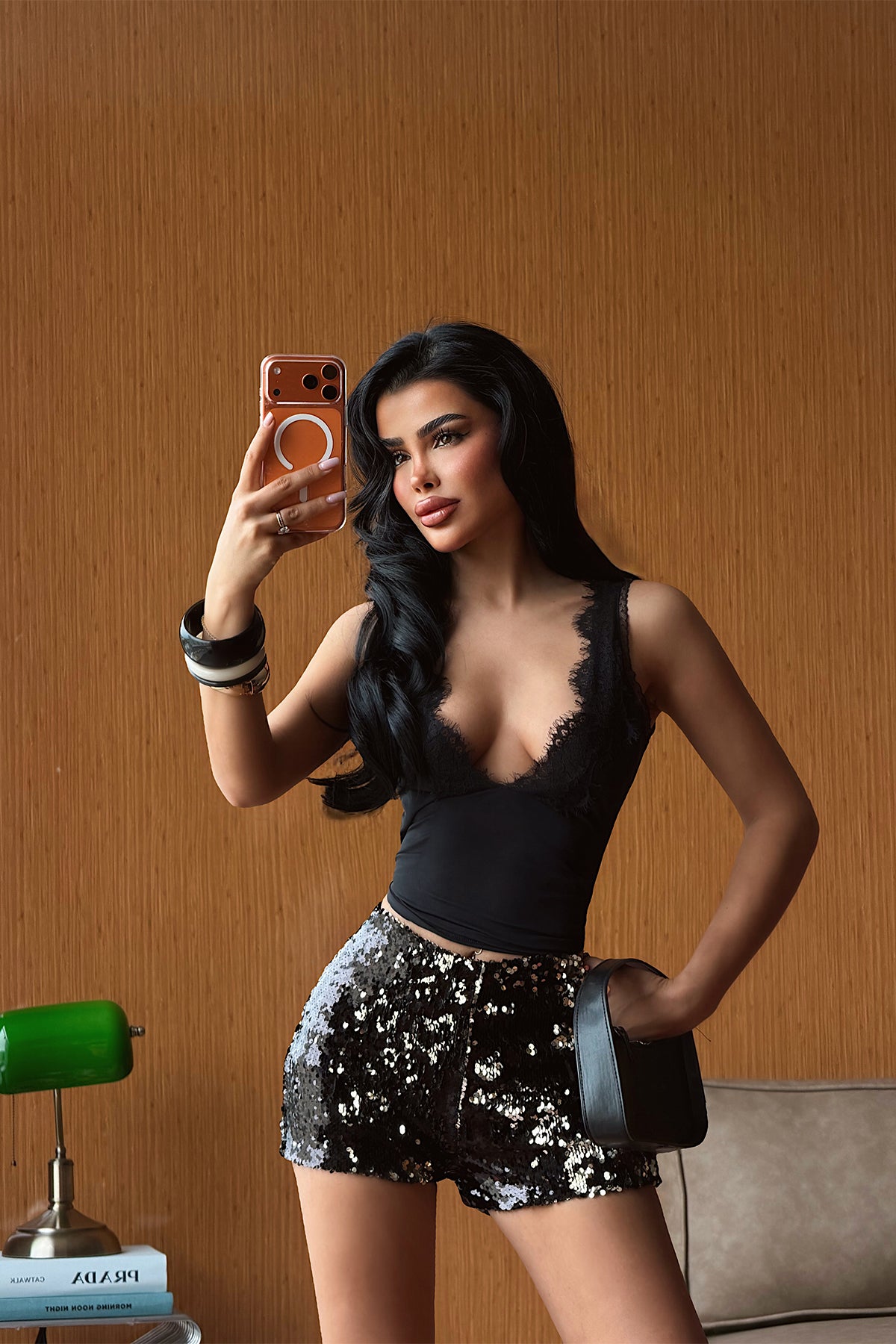 Siyah Sequin Şort 4
