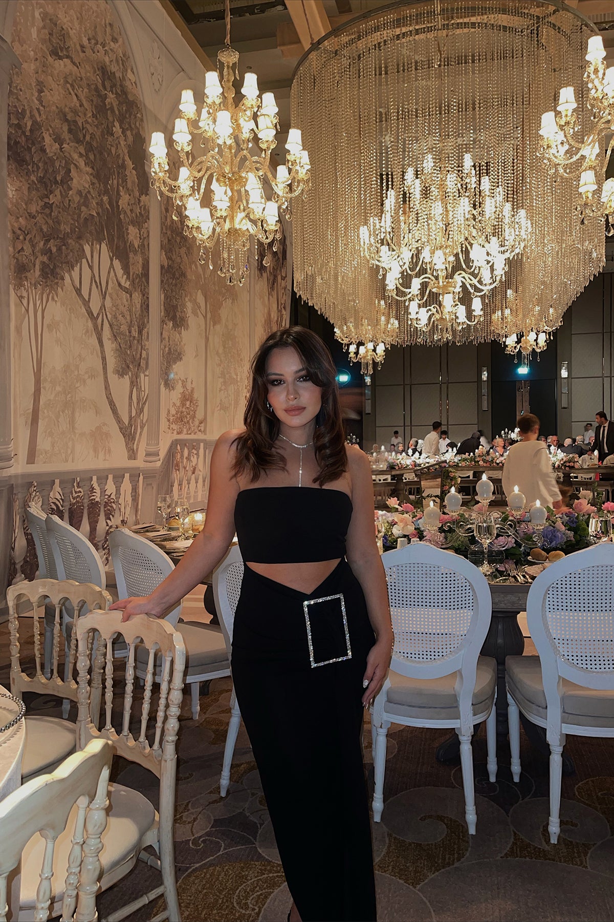 Siyah Diana Taş Detay Elbise 1
