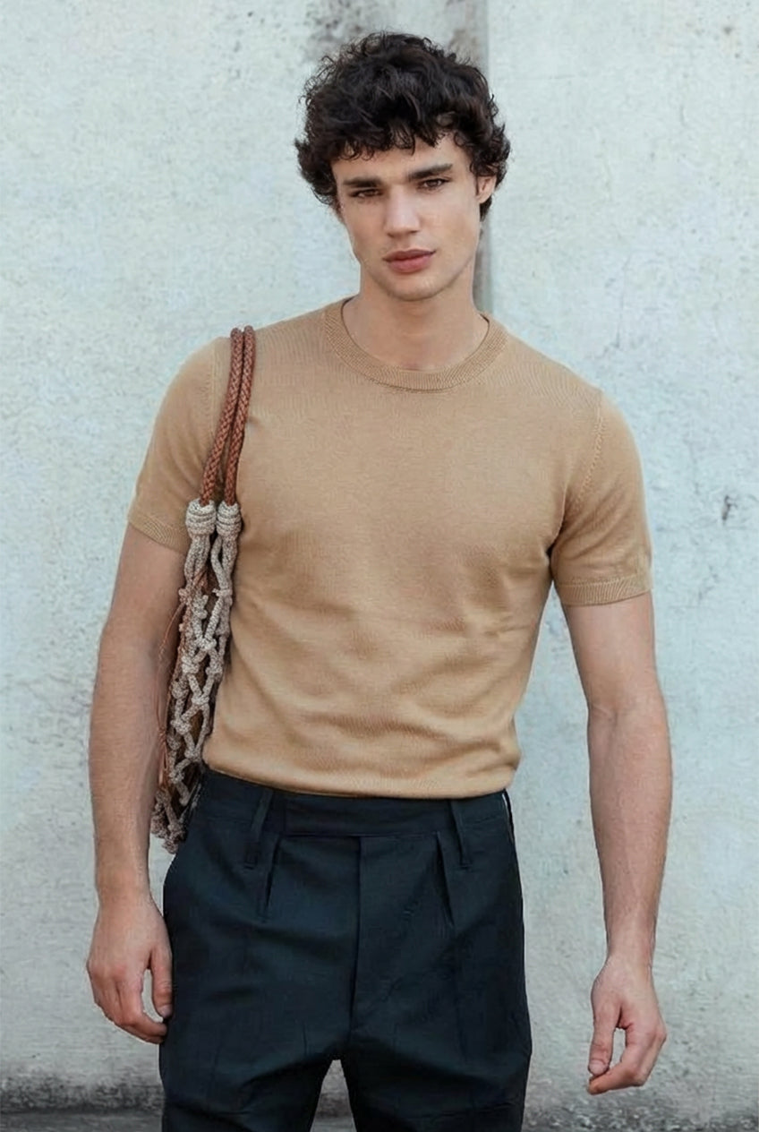 Taba Oversize Basic Tişört 4