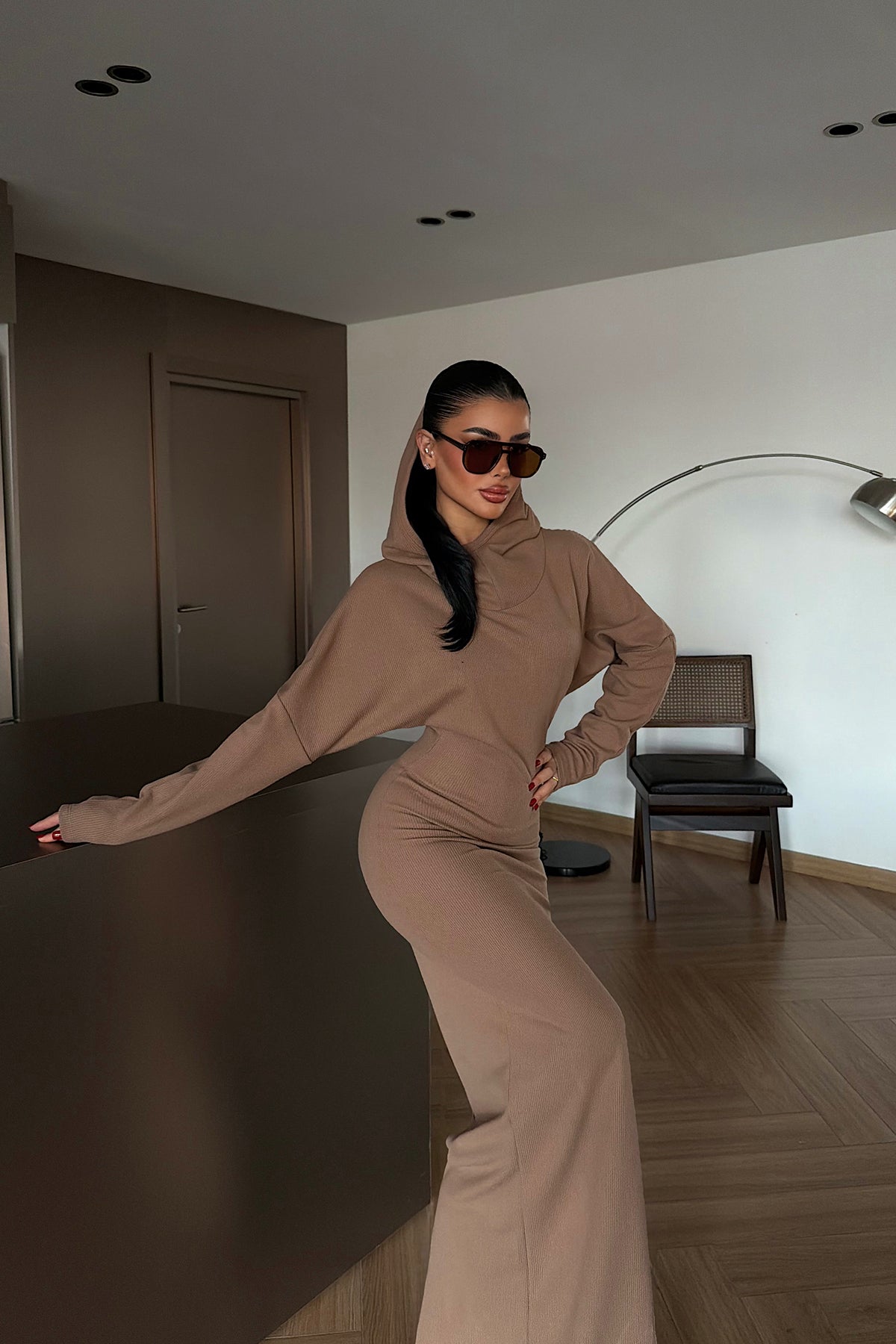 Taba Magma Uzun Kapüşonlu Elbise 12