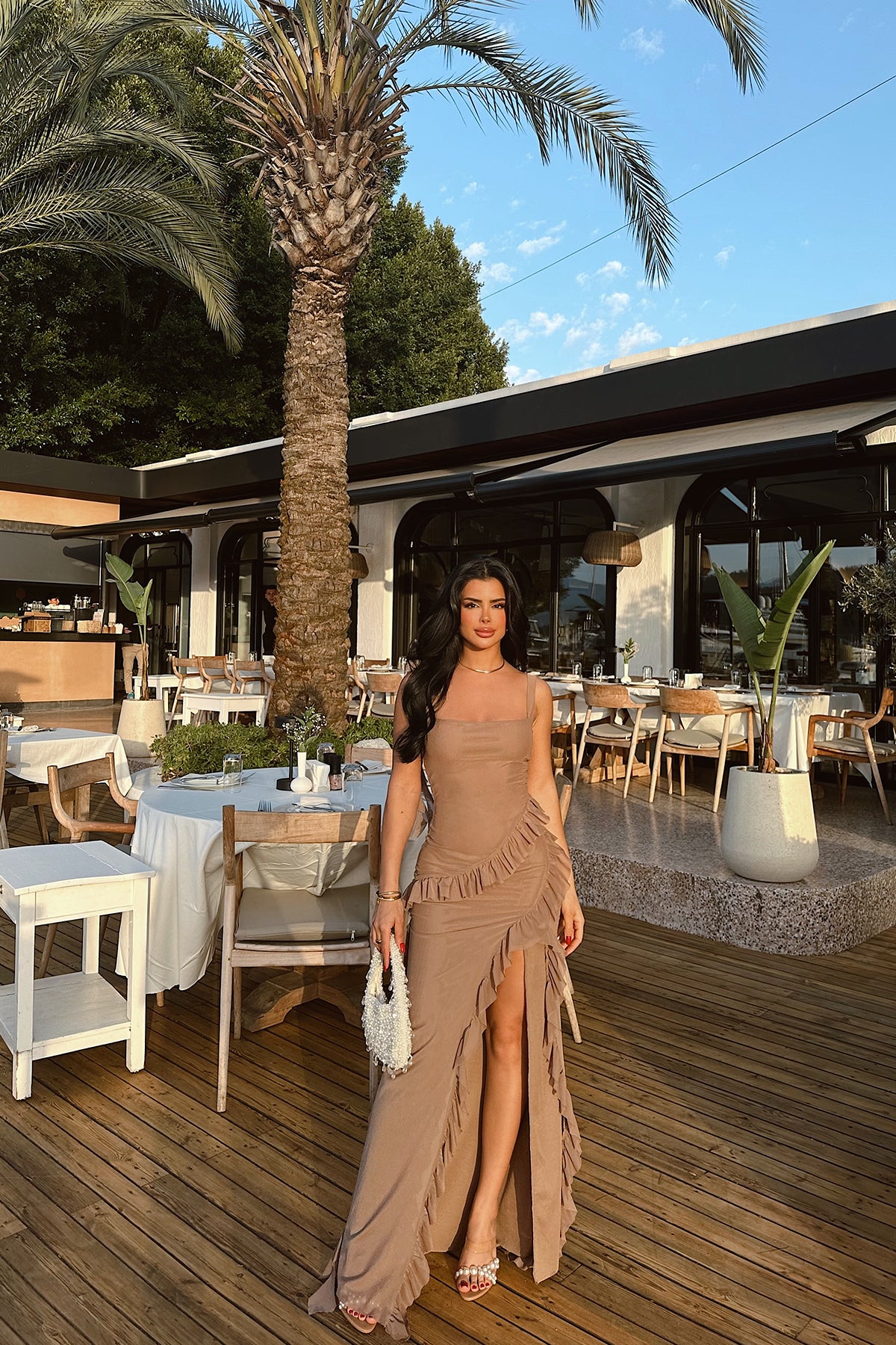 Vizon Astrid Yırtmaçlı Uzun Elbise 4