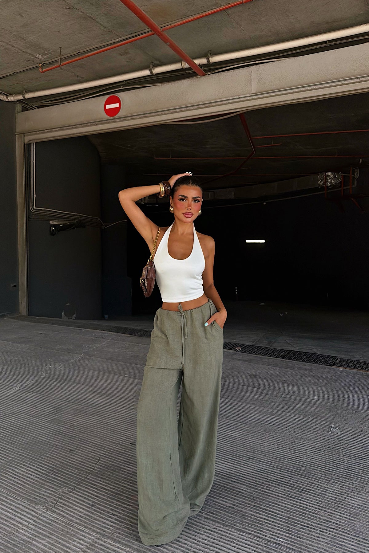 Yeşil Bağlamalı Pantolon ATE6288 12
