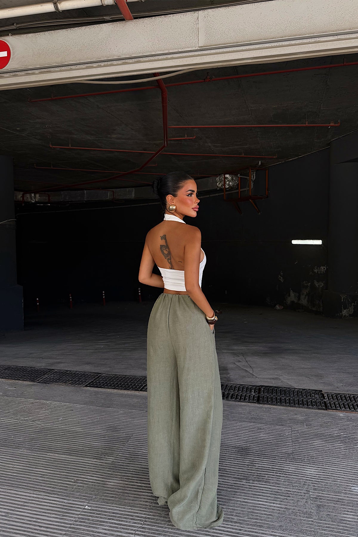 Yeşil Bağlamalı Pantolon ATE6288 16