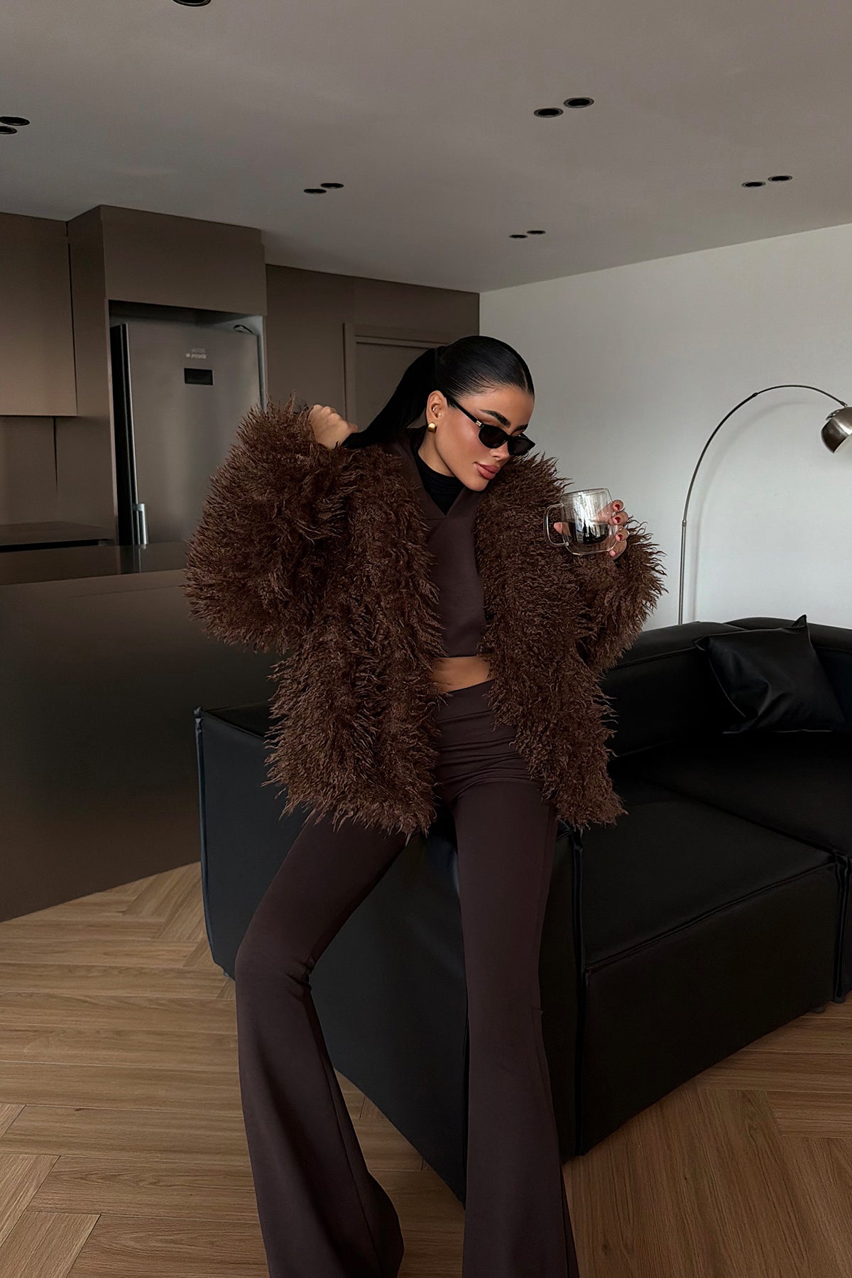 Brown Plush Fur Jacket