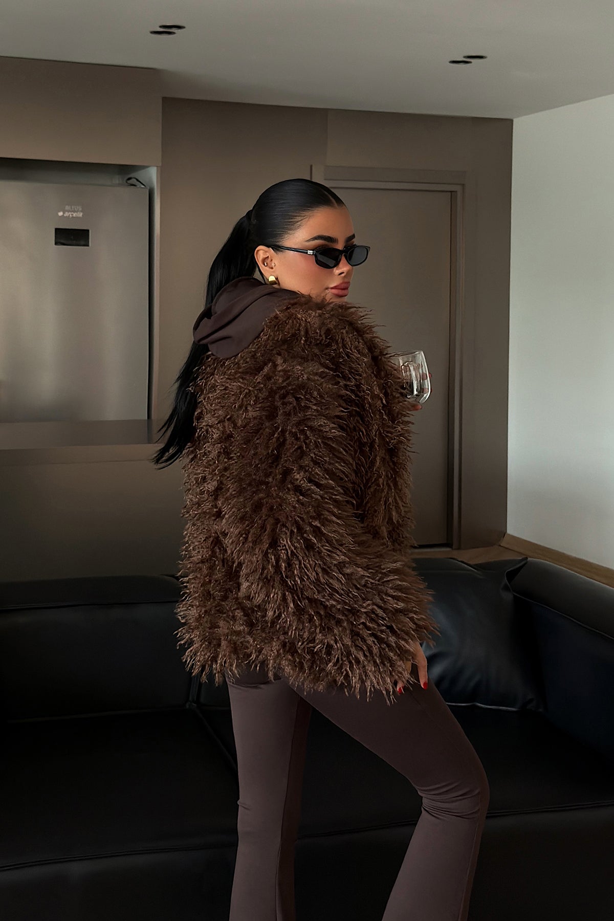 Brown Plush Fur Jacket