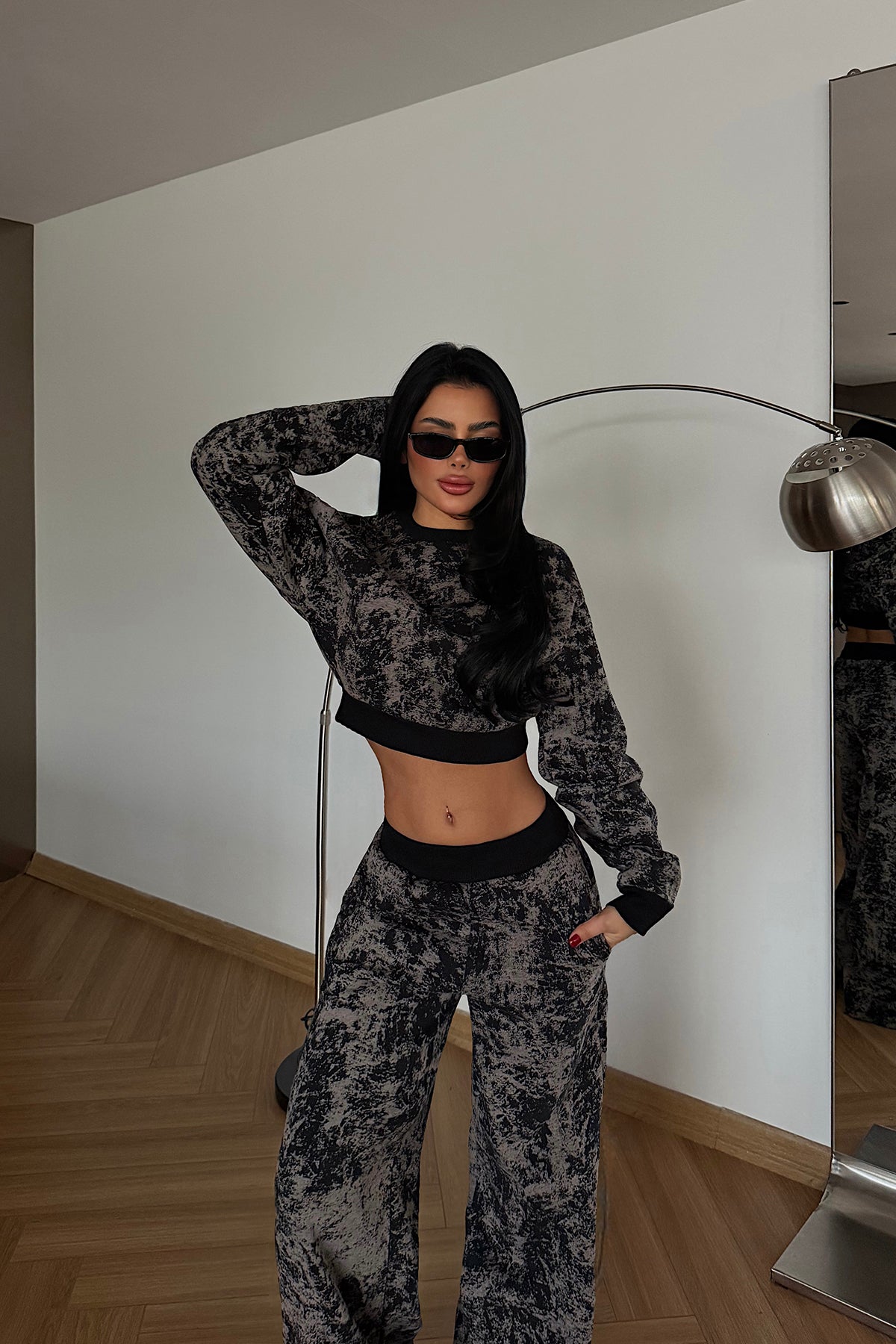 Black Patterned Tracksuit