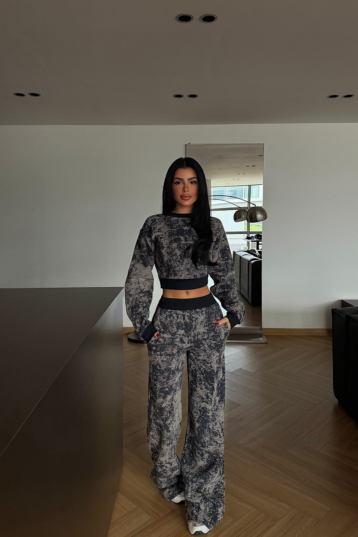 Navy Blue Patterned Tracksuit