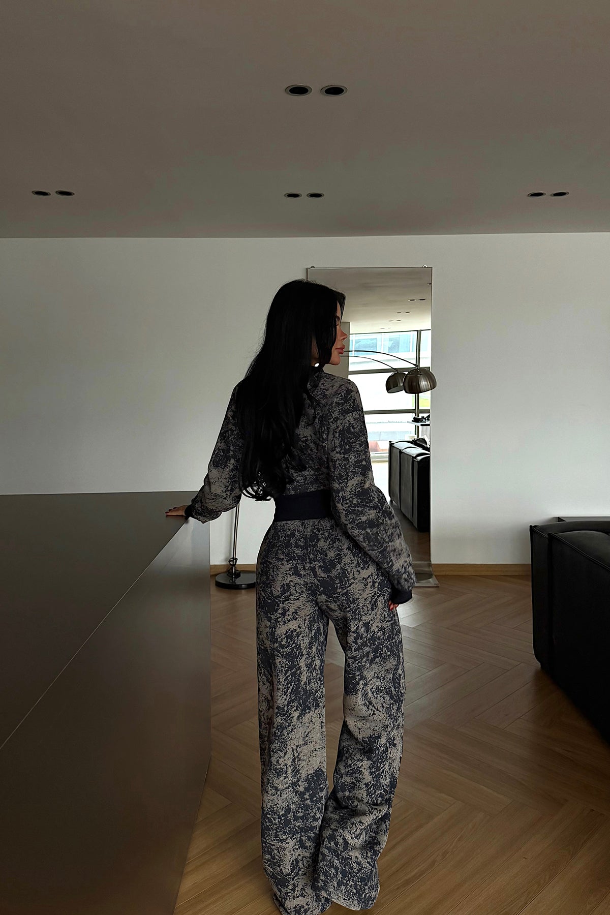 Navy Blue Patterned Tracksuit