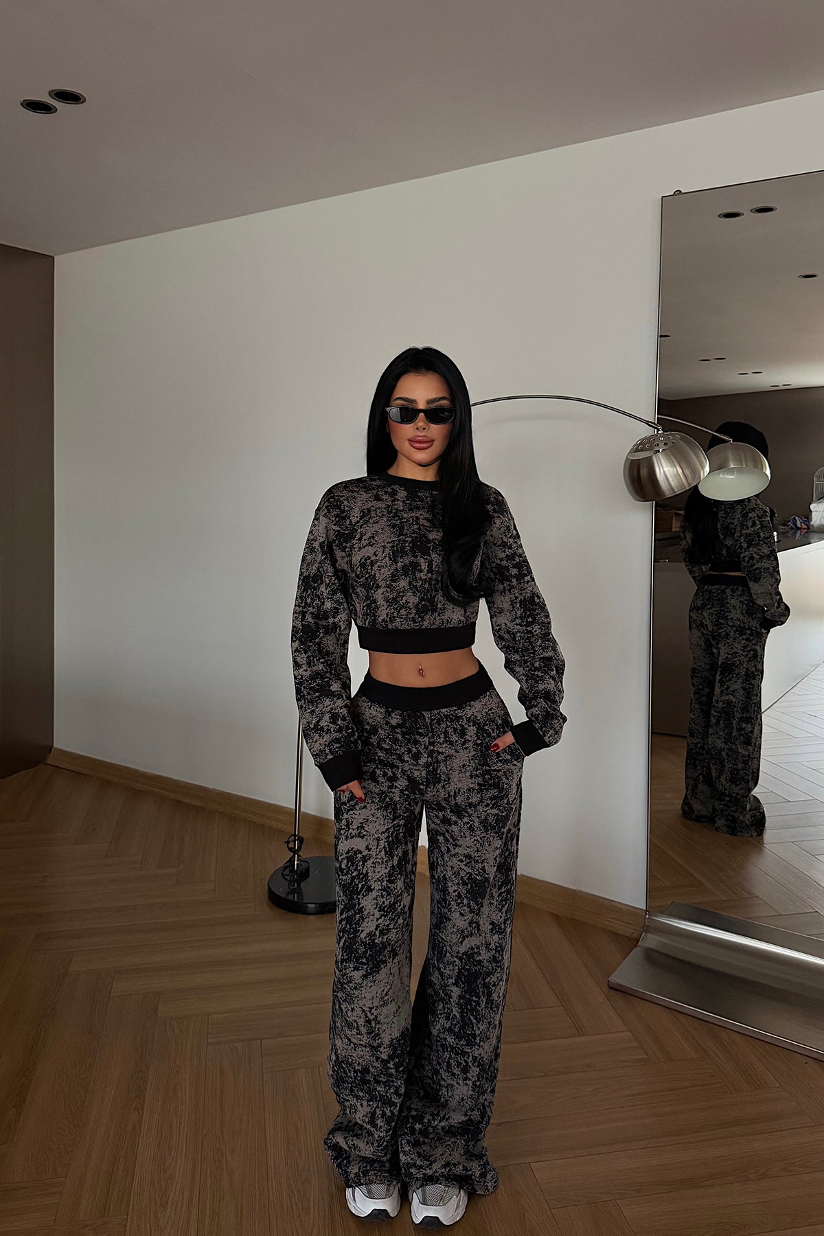 Black Patterned Tracksuit