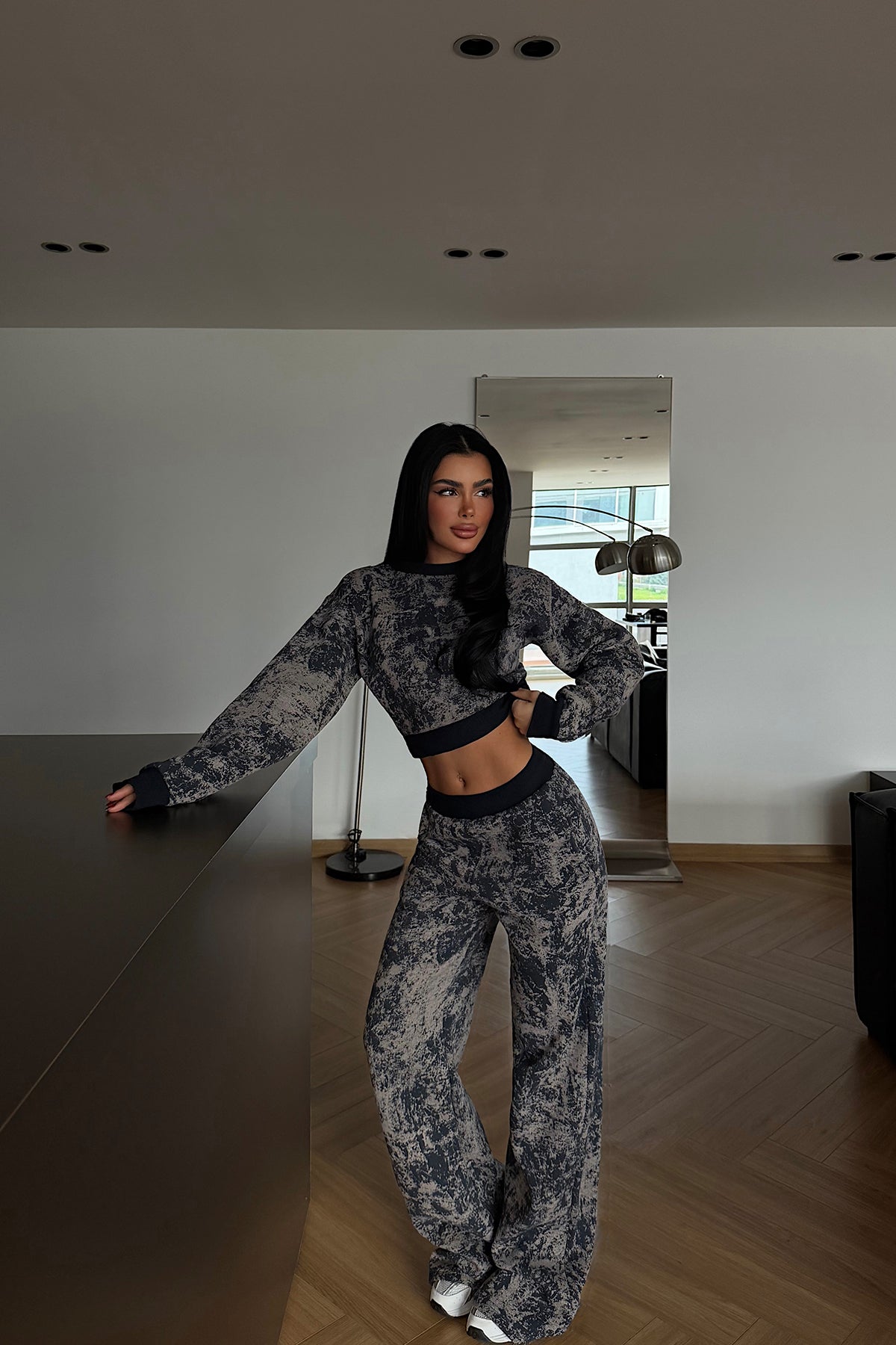 Navy Blue Patterned Tracksuit