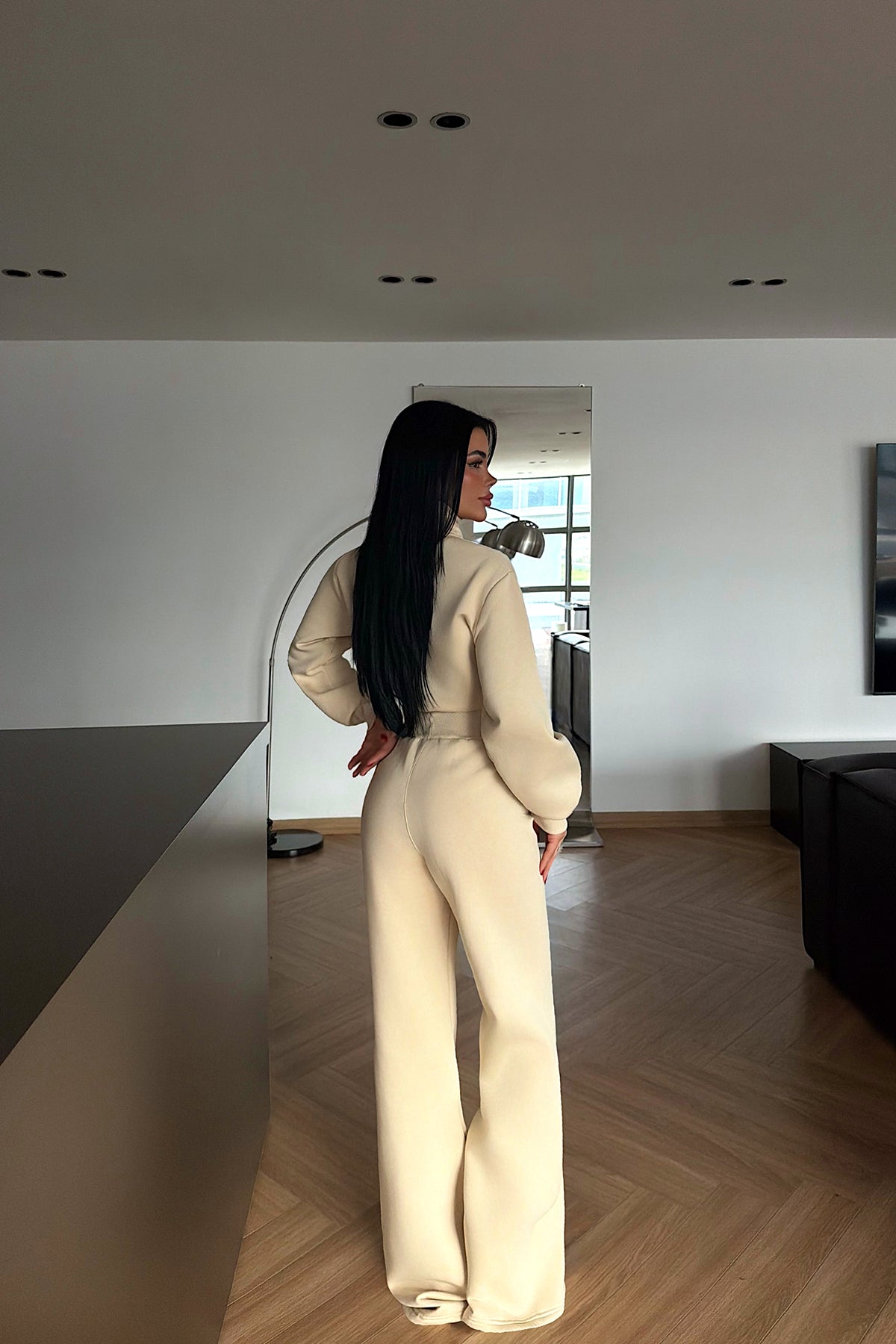 Cream Zip-Up Jumpsuit