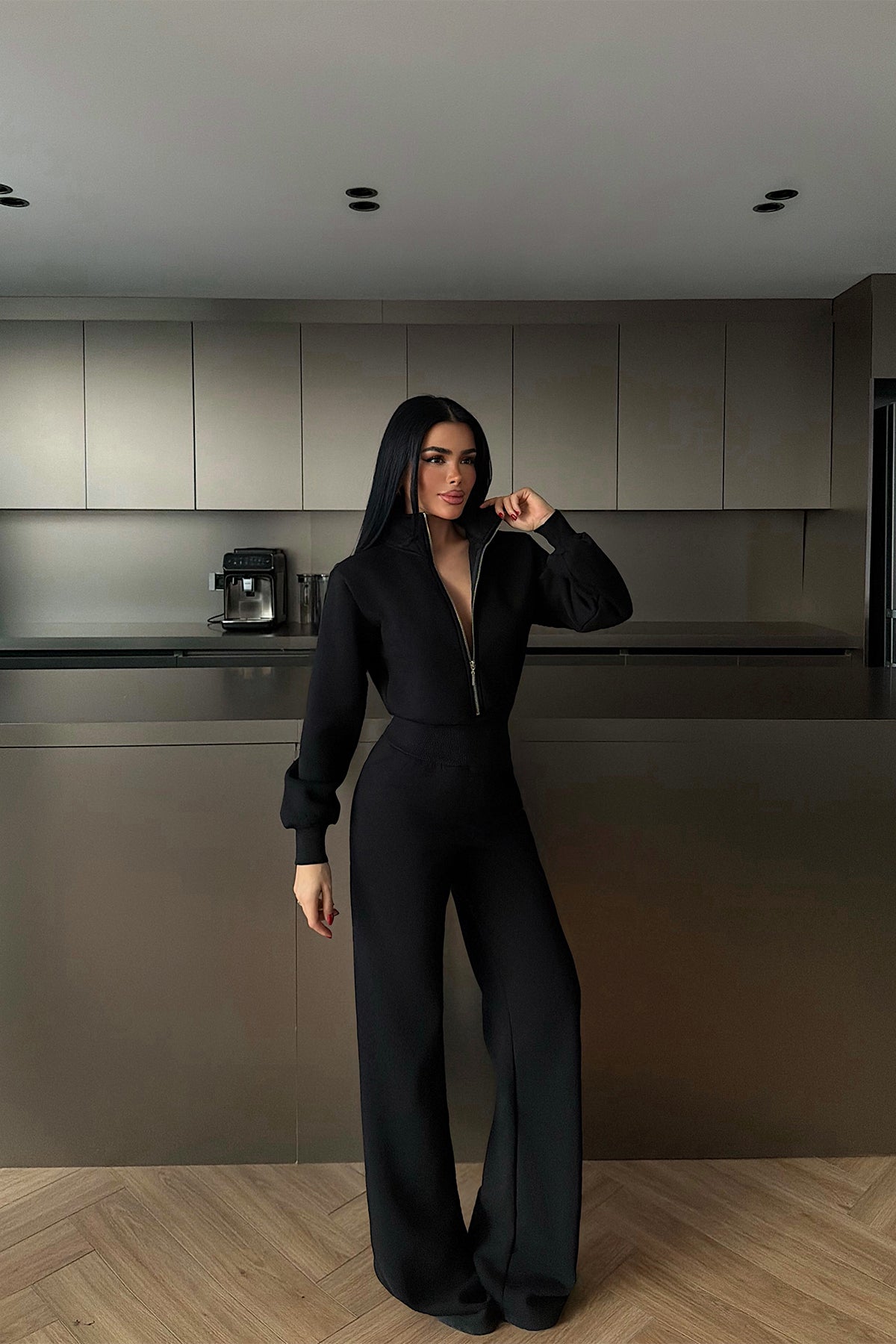 Black Zip-Up Jumpsuit